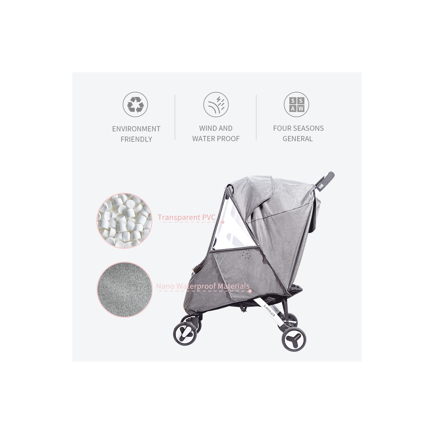 Sunveno Universal Stroller Rain Cover, Green