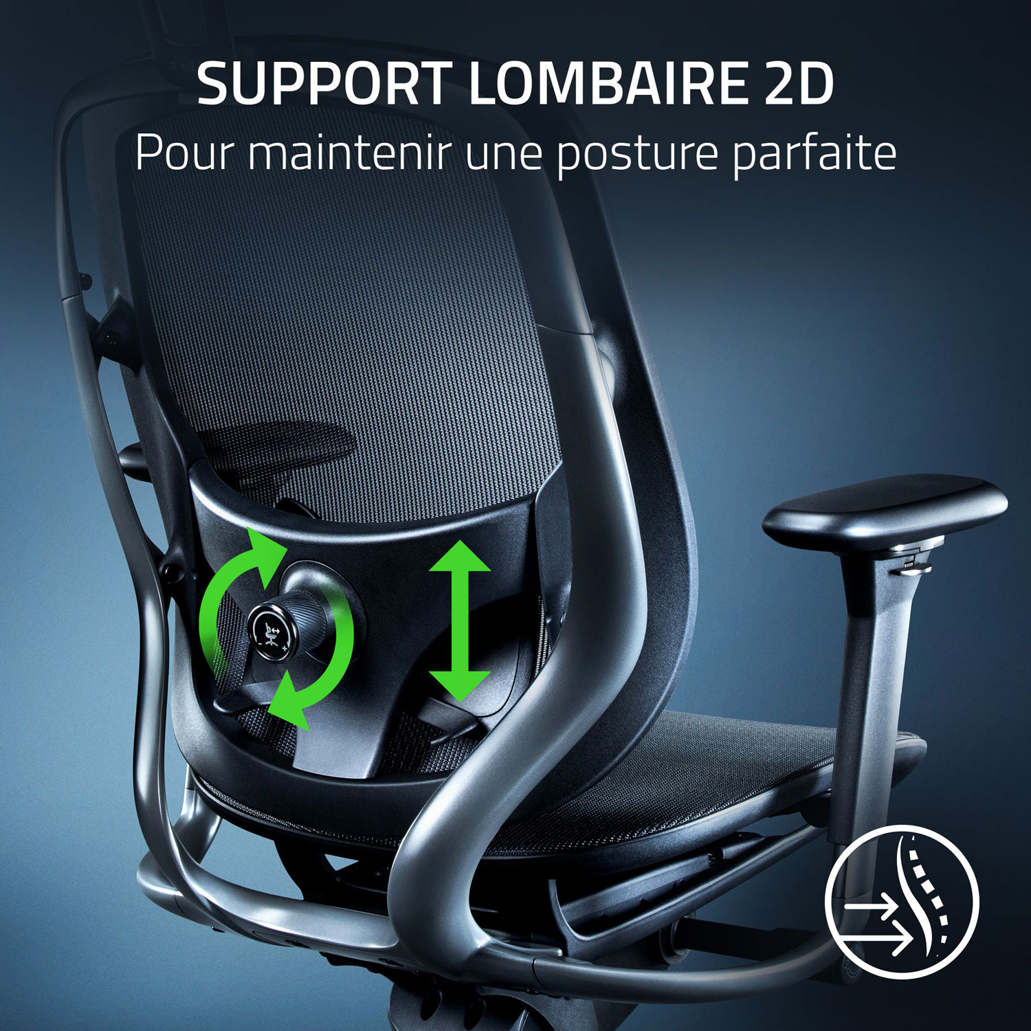 Fauteuil de jeu ergonomique en tissu maillé Fujin Pro de Razer - Noir
