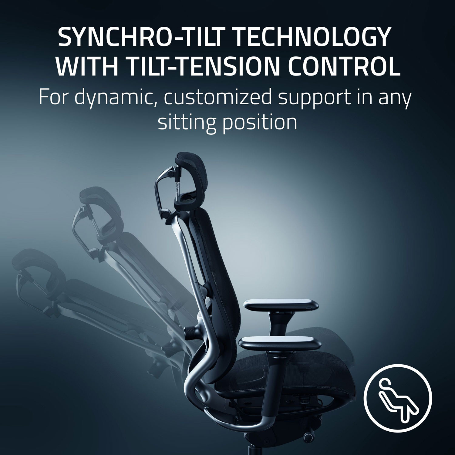 Fauteuil de jeu ergonomique en tissu maillé Fujin Pro de Razer - Noir