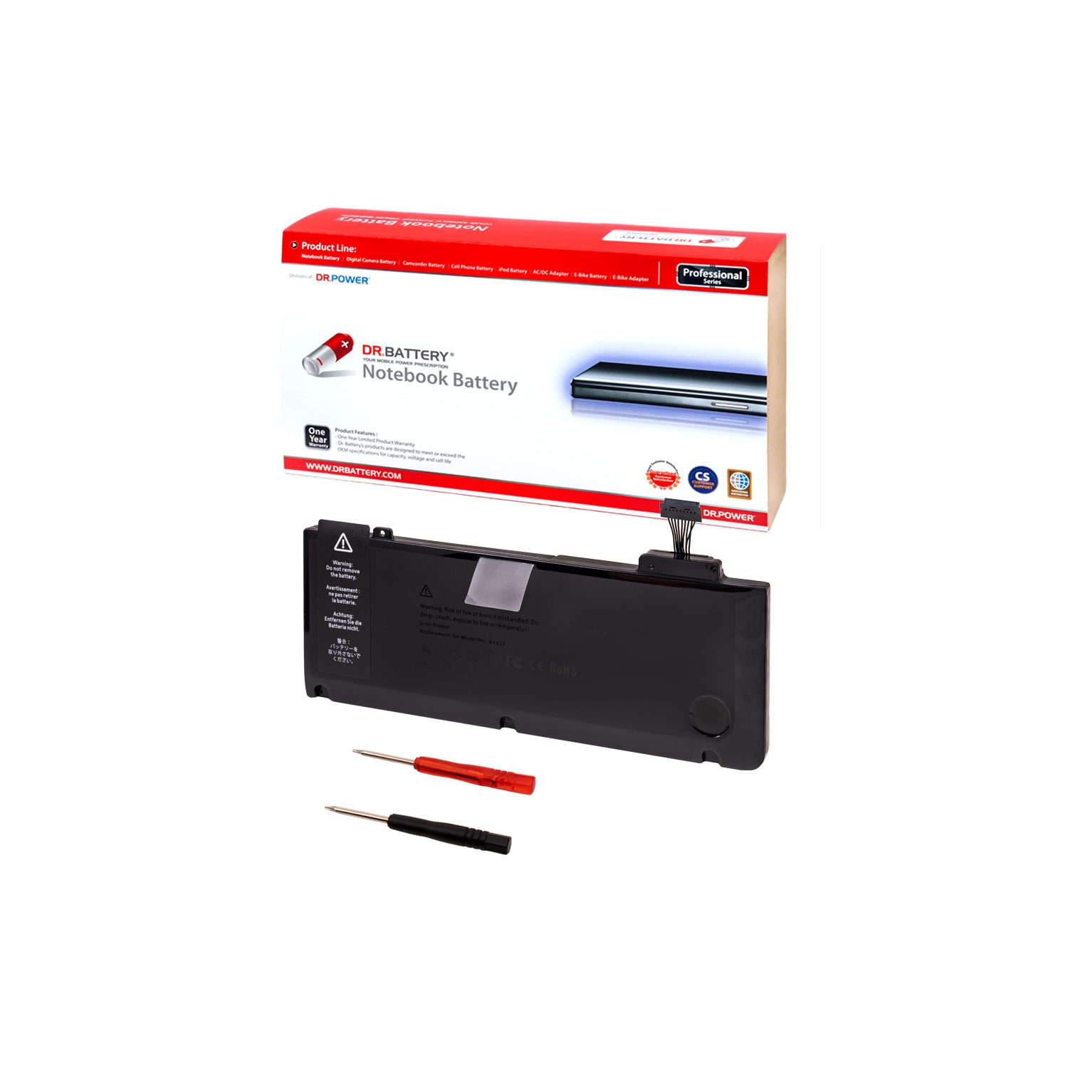 DR. BATTERY A1278 A1322 Battery Compatible for Pro 13" 2009 2010 2011 2012 Years Model MB990LL/A MB991LL/A MC375LL/A MD314LL/A MC724LL/A [10.95V]