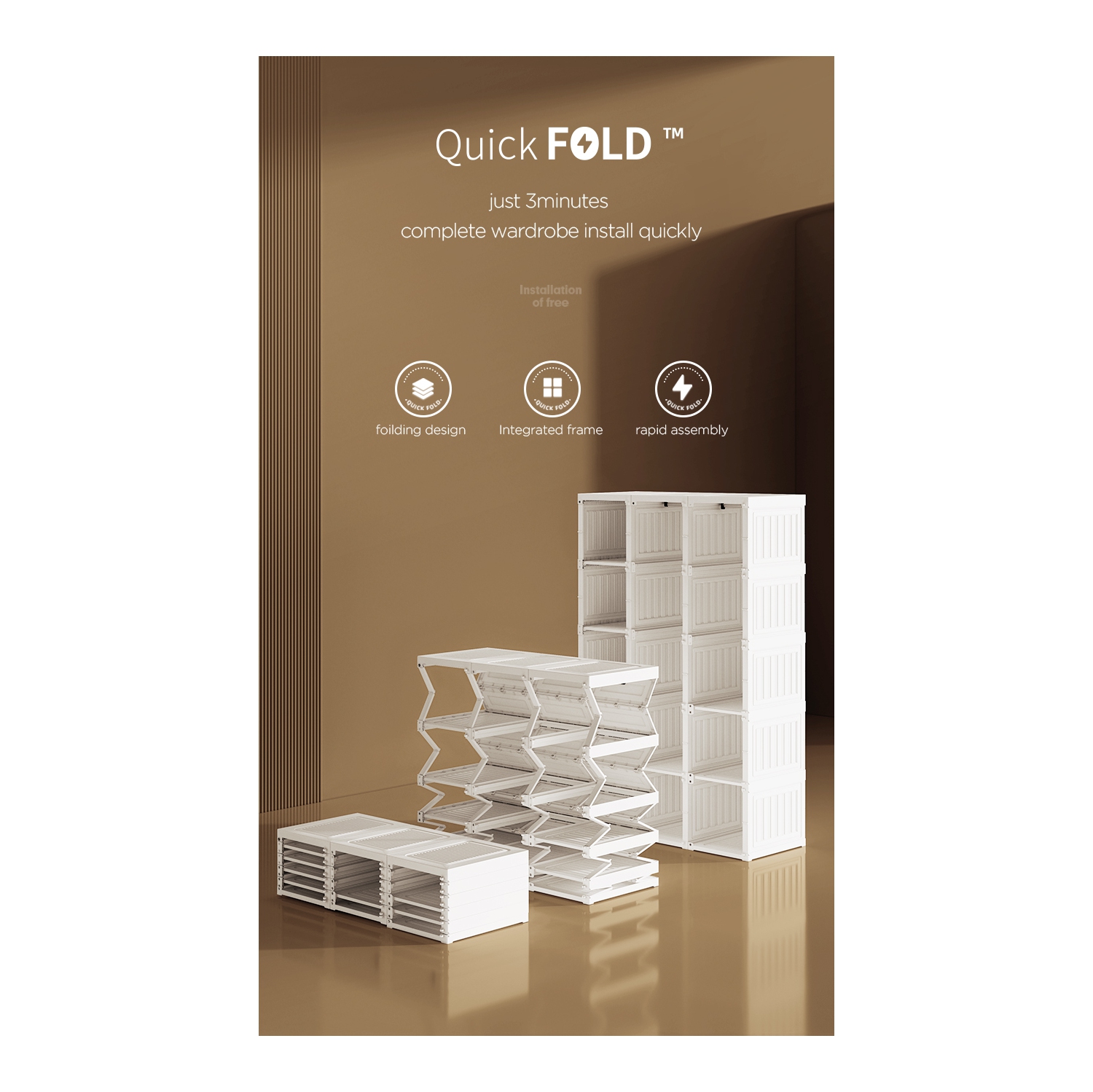 AntBox Wardrobe 15 grids 11 doors, Portable Wardrobe Closet Storage Organizer for Clothes, Folding All-in-one Plastic Wardrobe with Magnetic Door and