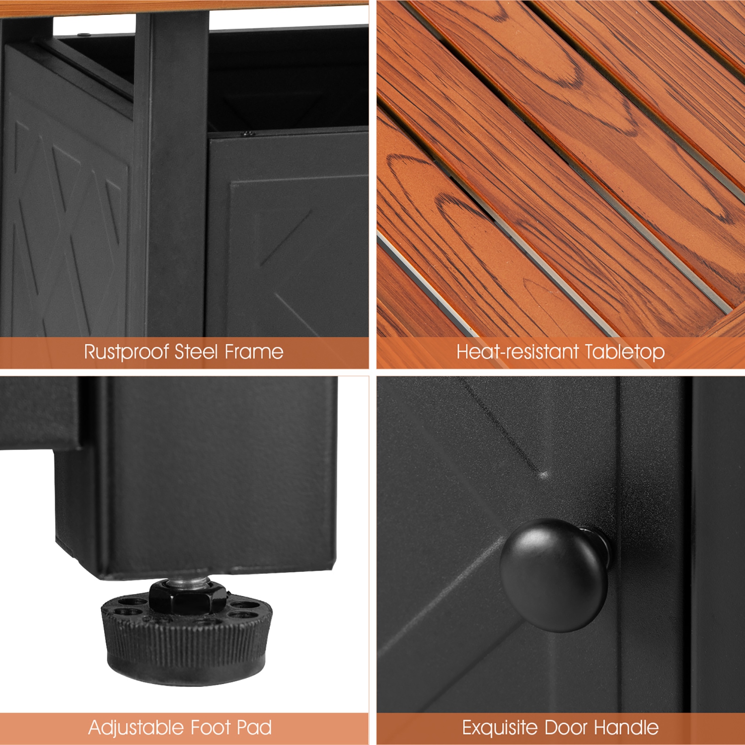 Costway 57" Rectangular Propane Gas Fire Pit 50,000 Btu Heater Stainless Steel Outdoor Table Brown