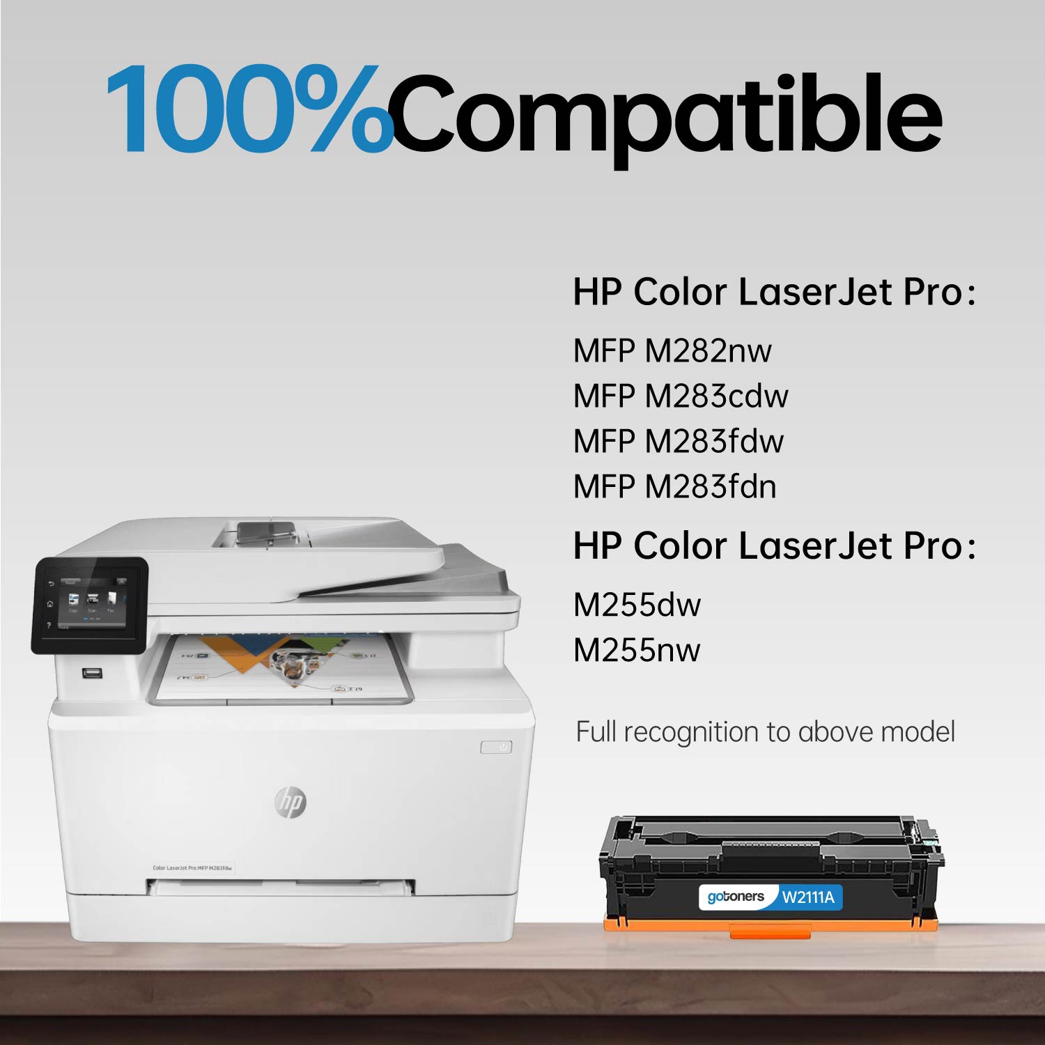 [with CHIP] Gotoners Compatible with HP 206X 206A Toner Replacement for HP W2110X W2110A Cartridge Work with Color Laserjet Pro MFP M283fdw M255dw