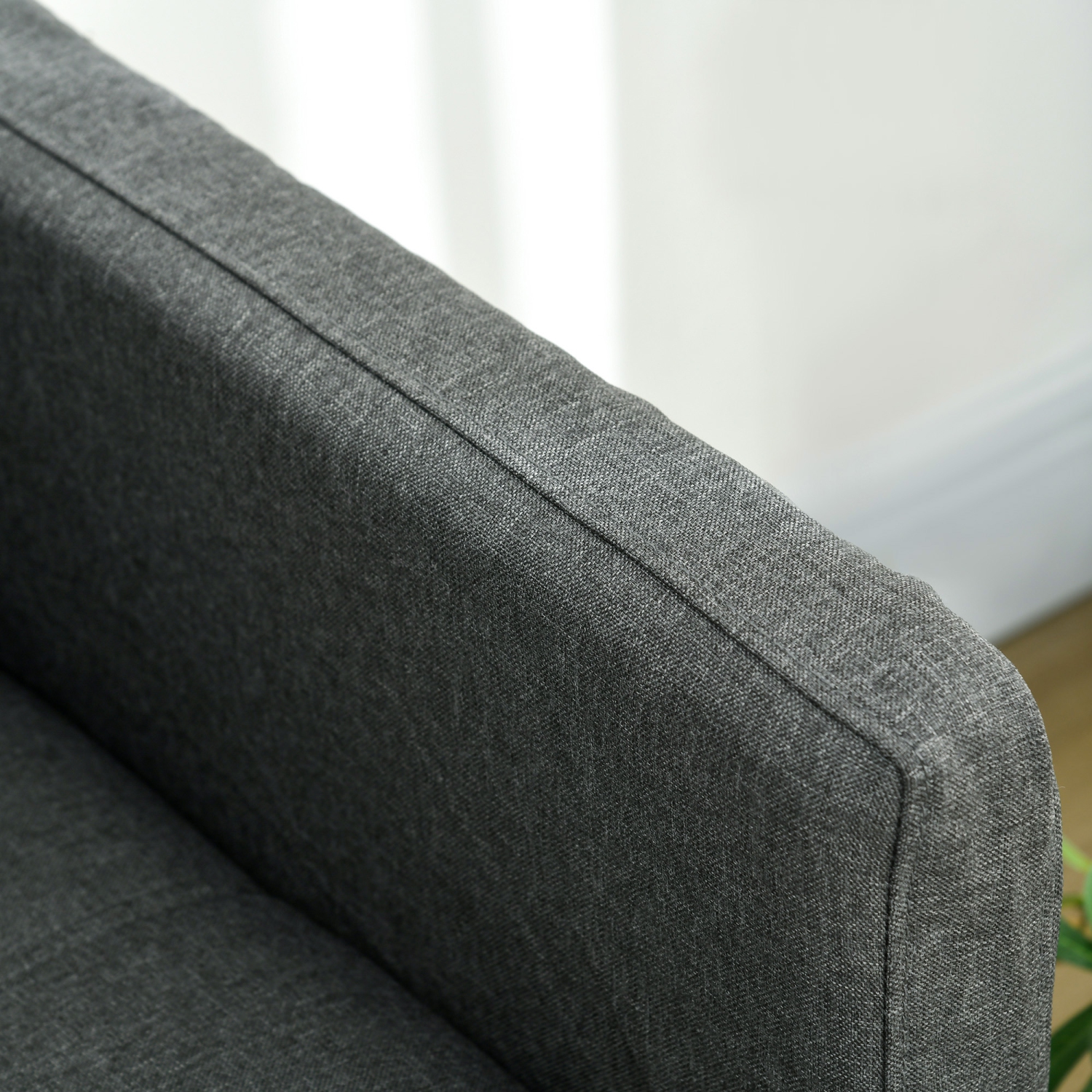 HOMCOM – Causeuse de 53 po pour chambre à coucher, causeuse moderne, canapé à 2 places avec pattes en acier pour salon, gris foncé