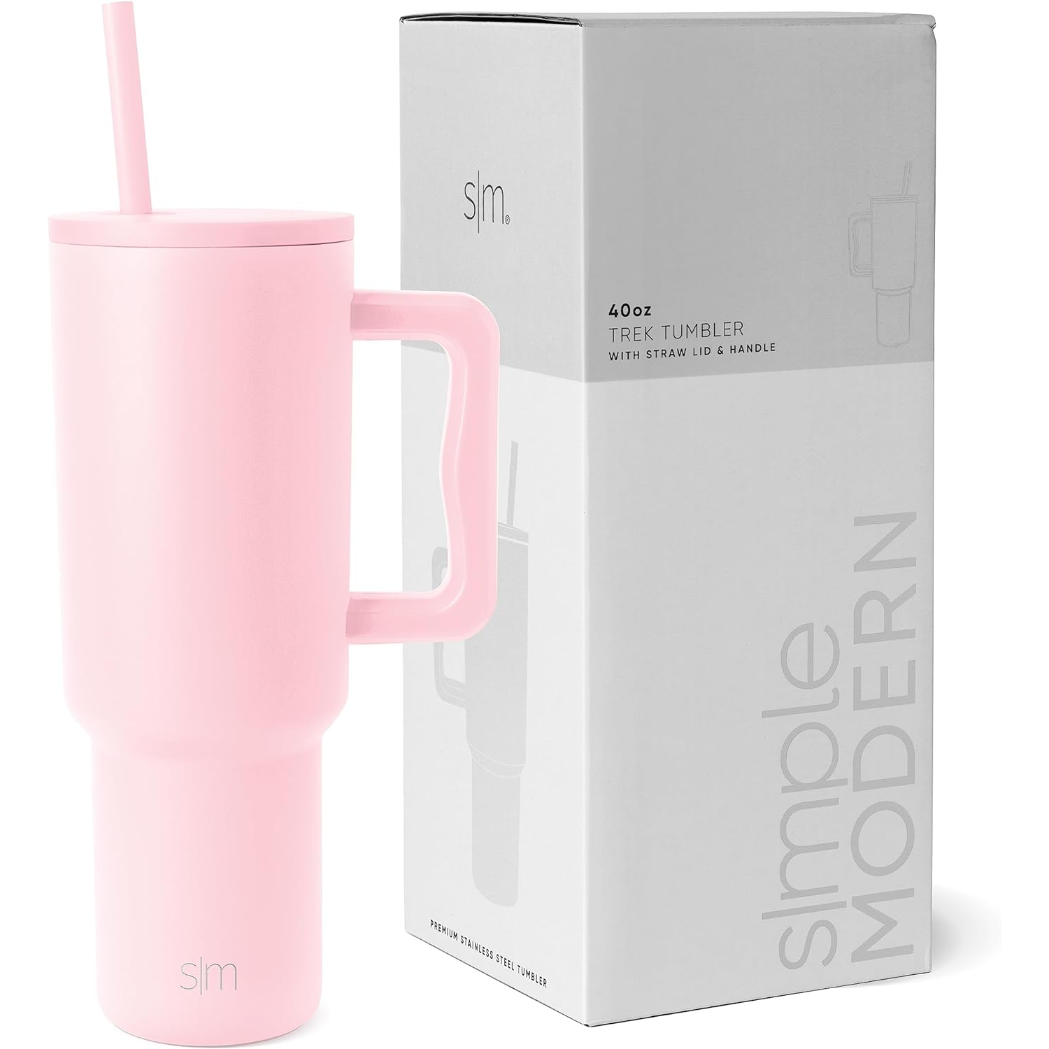 Simple Modern 40 oz Tumbler with Handle and Straw | Insulated Stainless Steel Water Bottle Iced Coffee Cup Travel Mug | Gifts for Women & Men | Trek