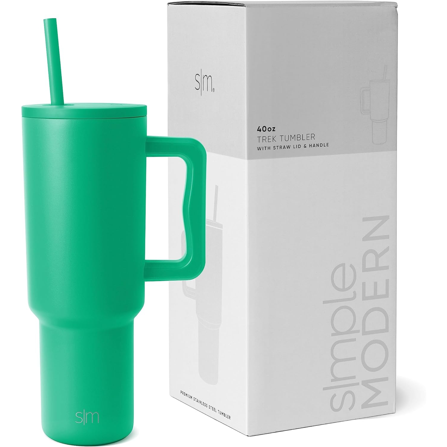 Simple Modern Tumbler with Handle and Straw | Insulated Stainless Steel Water Bottle Iced Coffee Cup Travel Mug | Gifts for Women & Men | Trek