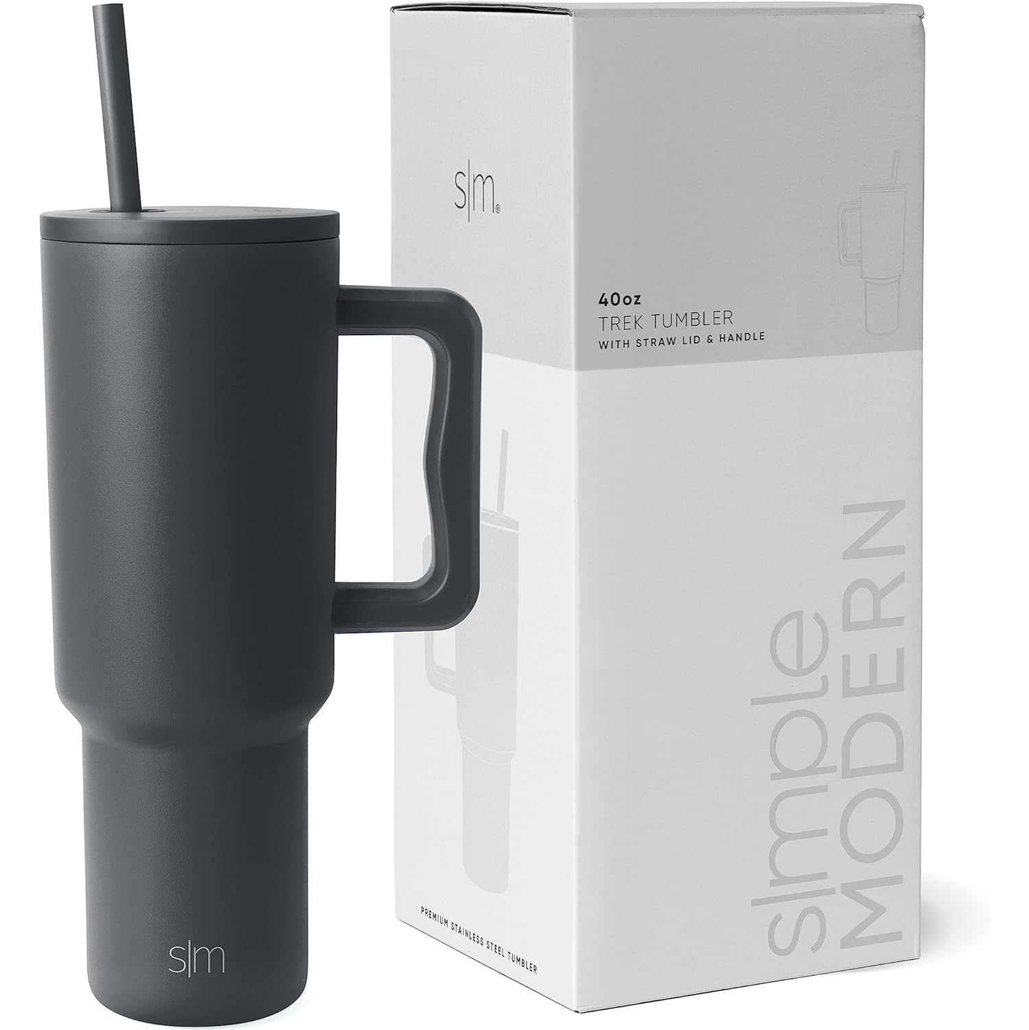 Simple Modern 40 oz Tumbler with Handle and Straw | Insulated Stainless Steel Water Bottle Iced Coffee Cup Travel Mug | Gifts for Women & Men | Trek