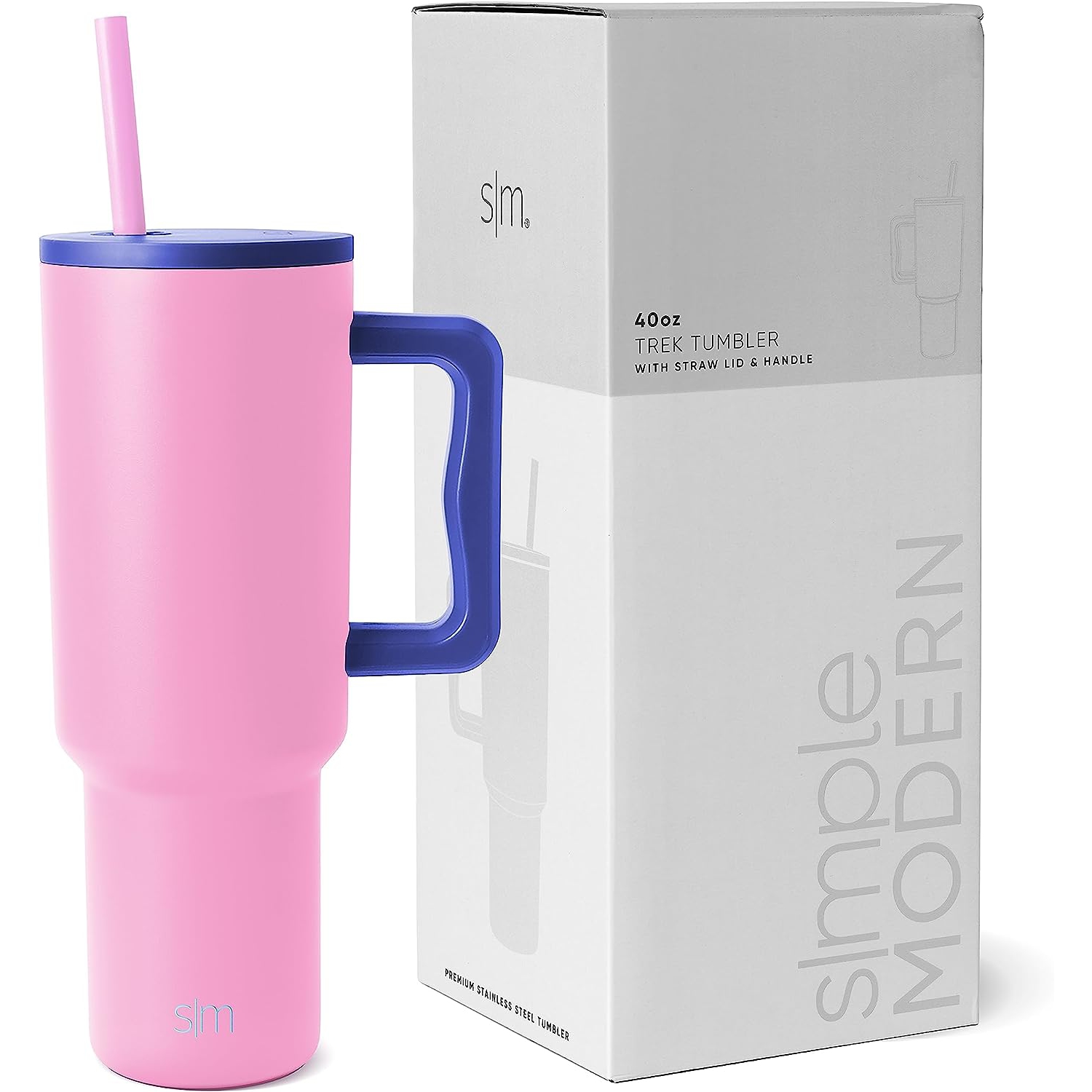 Simple Modern 40 oz Tumbler with Handle and Straw | Insulated Stainless Steel Water Bottle Iced Coffee Cup Travel Mug | Gifts for Women & Men | Trek