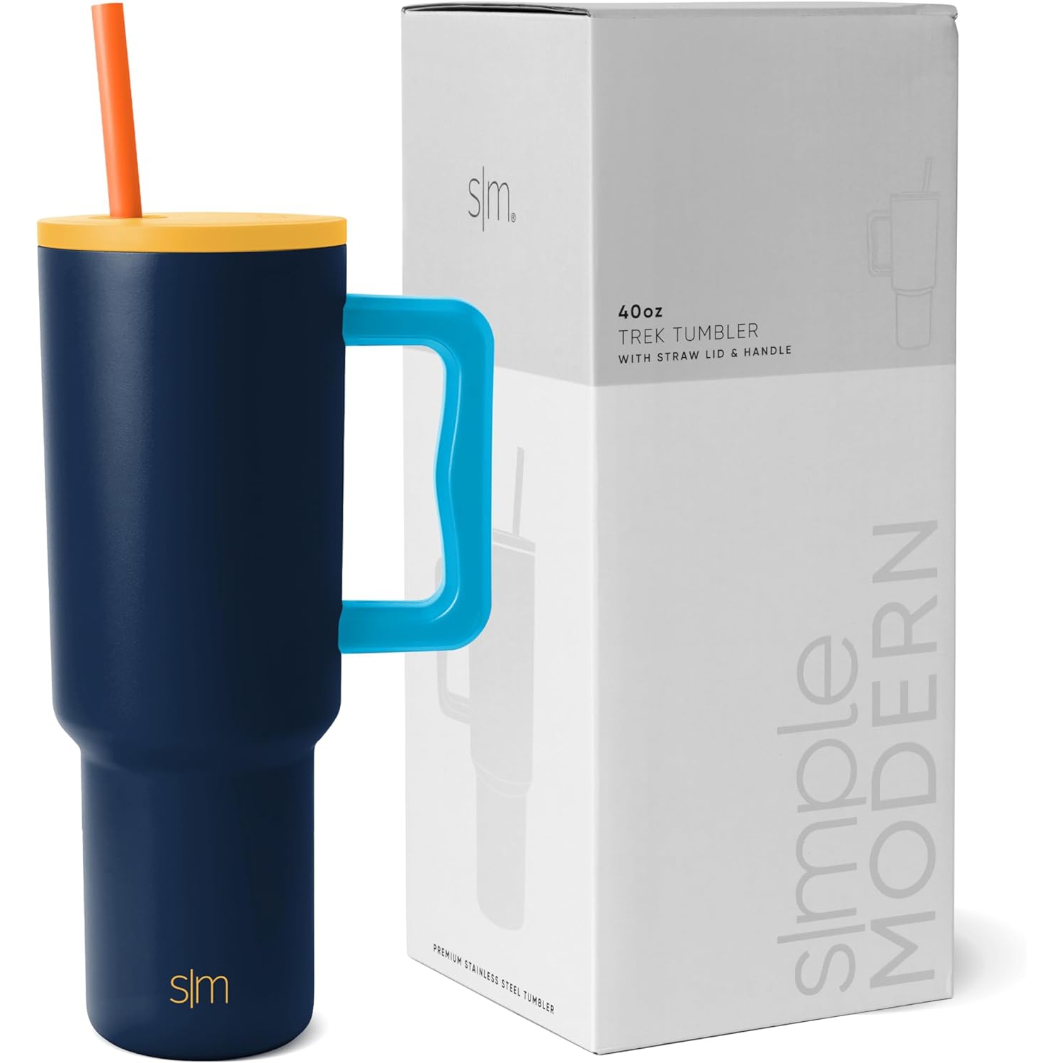 Gobelet moderne simple avec poignée et paille | tasse à café glacé en acier inoxydable isotherme tasse à café | cadeaux pour femmes et hommes |