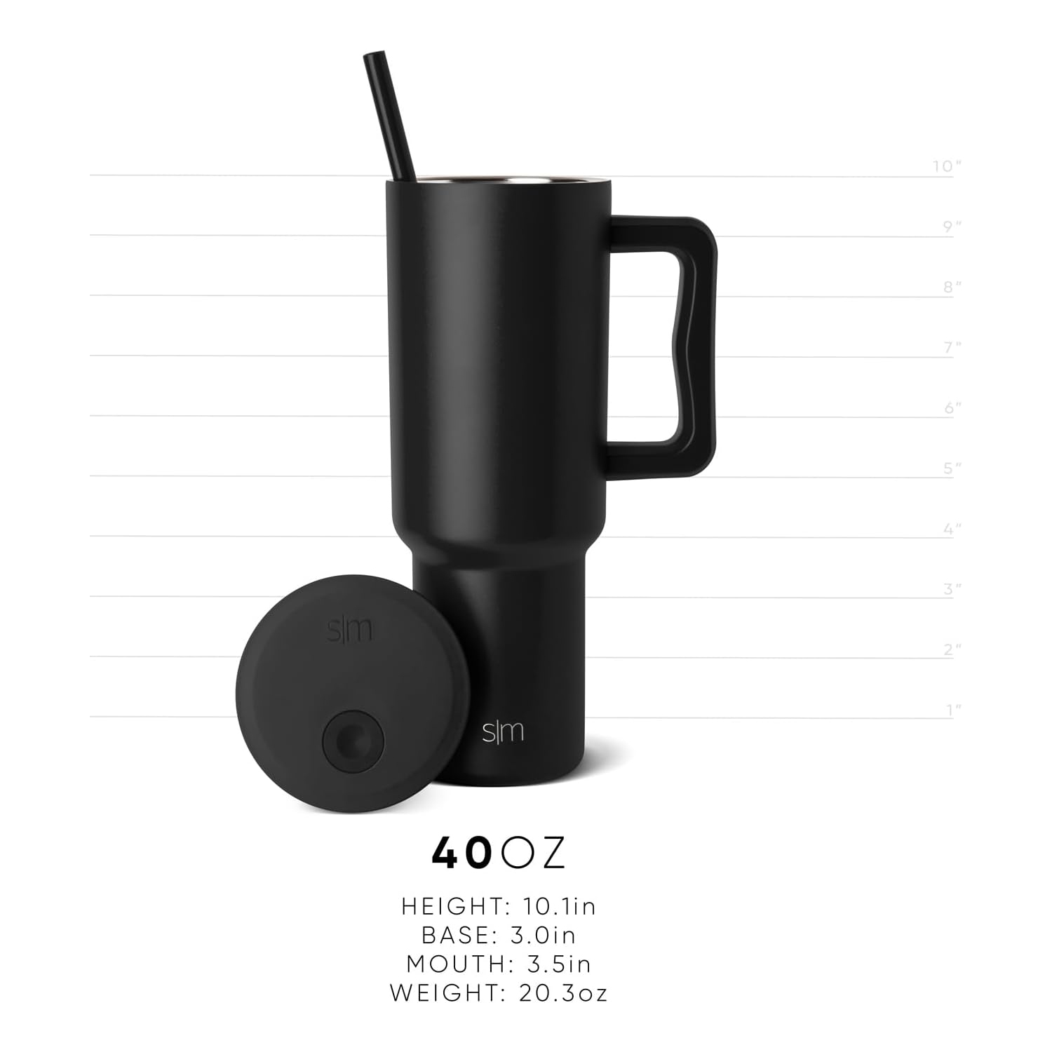 Gobelet moderne 40&nbsp;oz simple avec poignée et paille | tasse à café glacé en acier inoxydable isotherme tasse à café | cadeaux pour femmes et