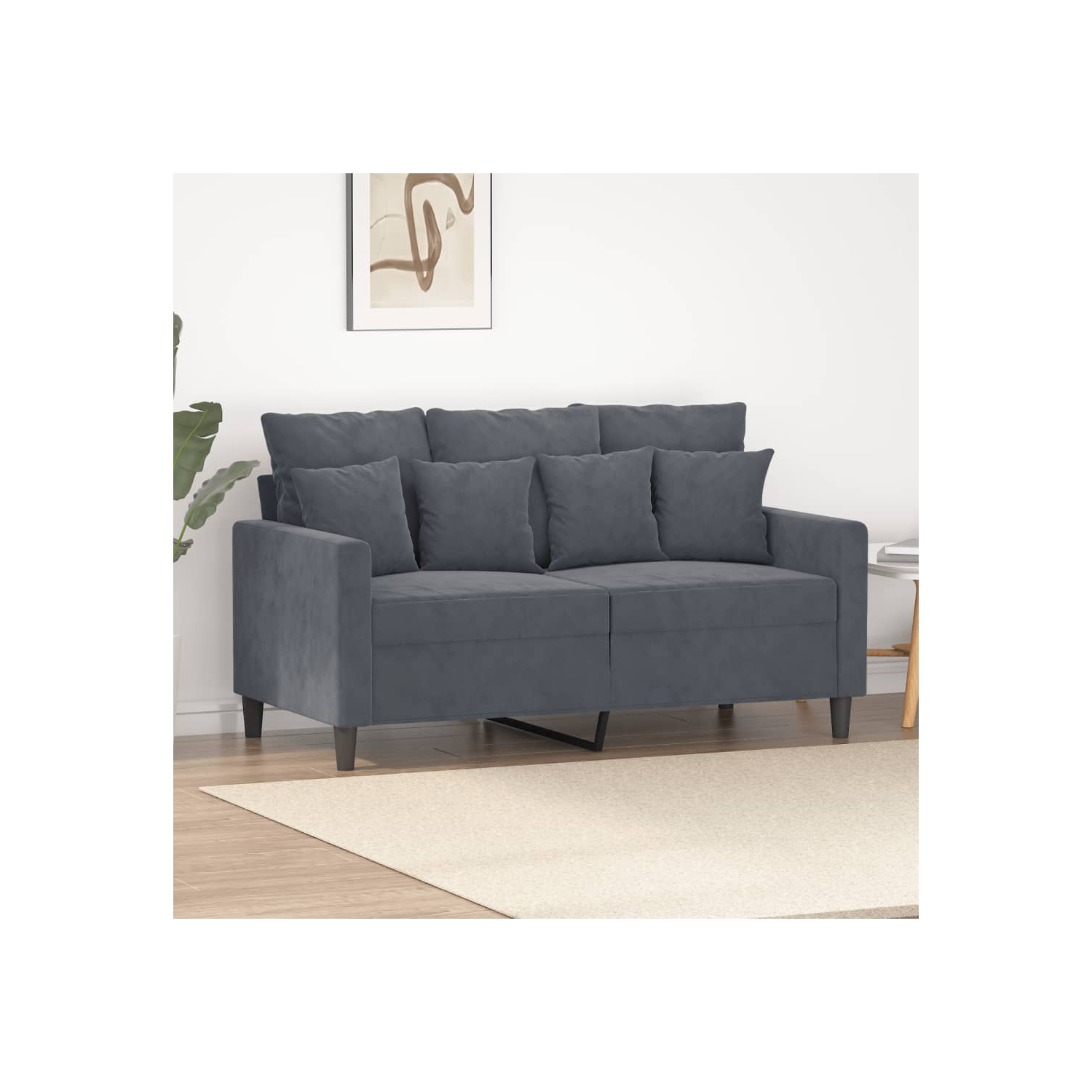 Sofa à 2 sièges en velours 120 cm gris foncé de vidaXL