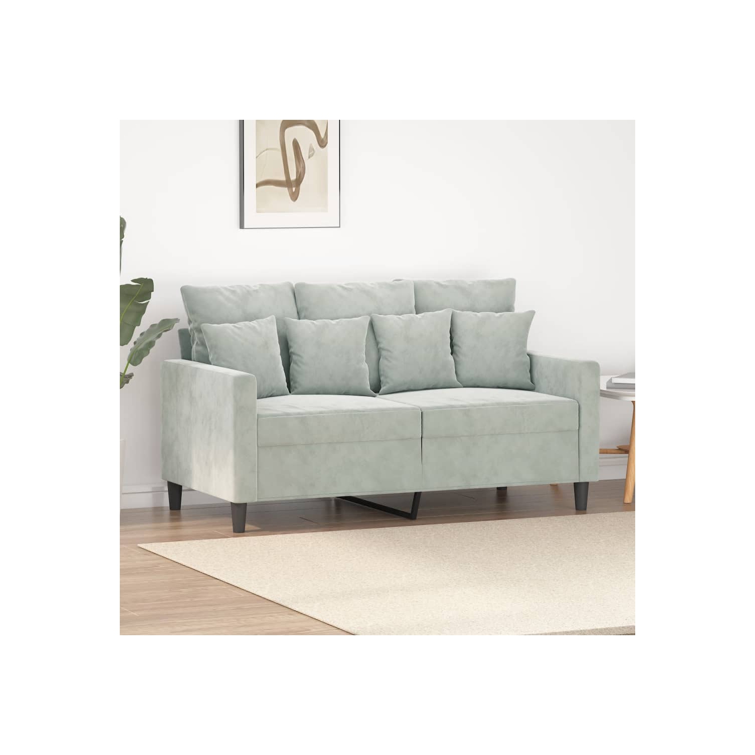Sofa à 2 places en velours 120 cm gris pâle de vidaXL