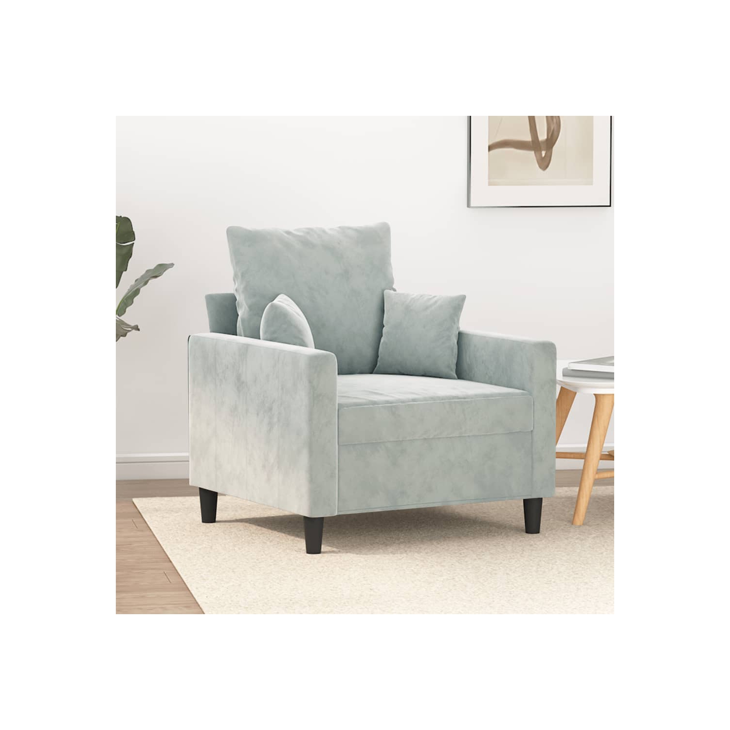 vidaXL Sofa Chair Light Grey 60 cm Velvet