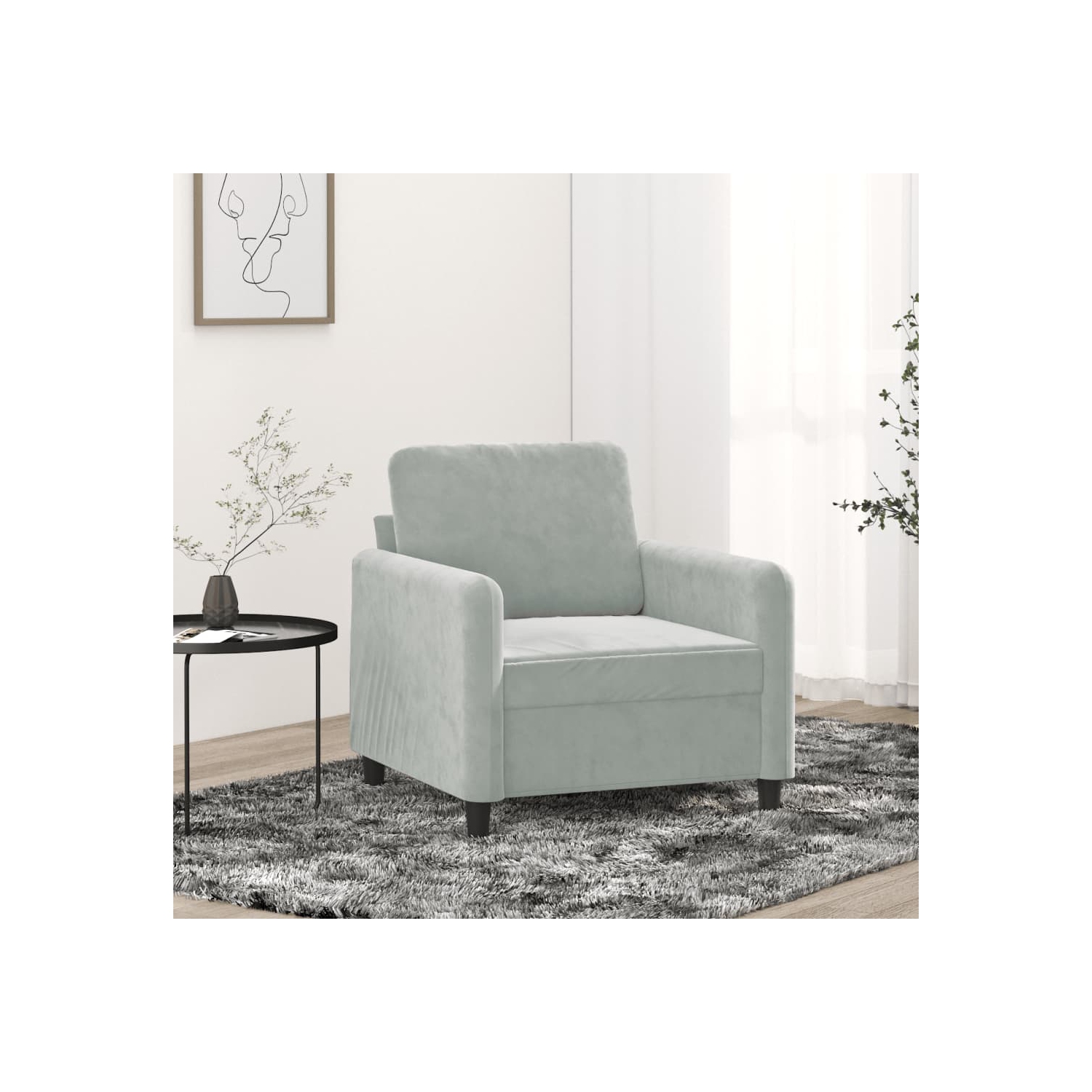 vidaXL Sofa Chair Light Grey 60 cm Velvet