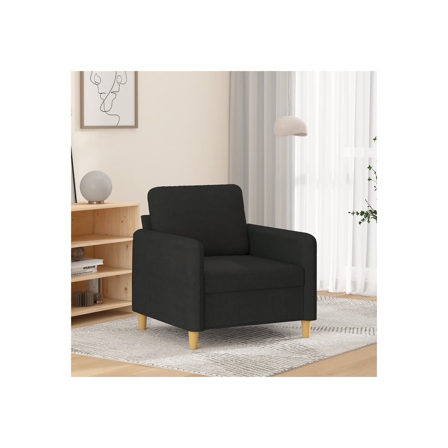 Fauteuil de sofa en tissu 60&nbsp;cm noir vidaXL