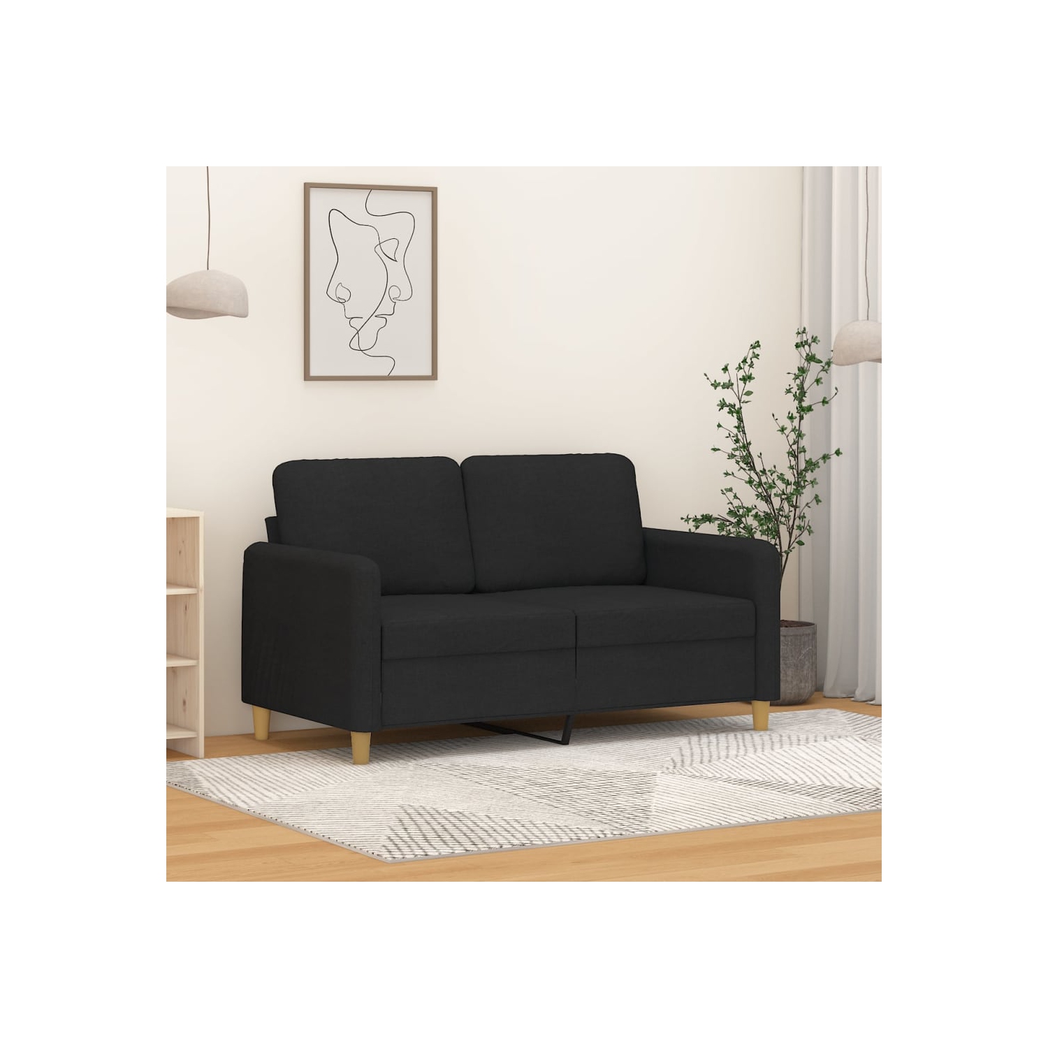 vidaXL 2-Seater Sofa Black 120 cm Fabric