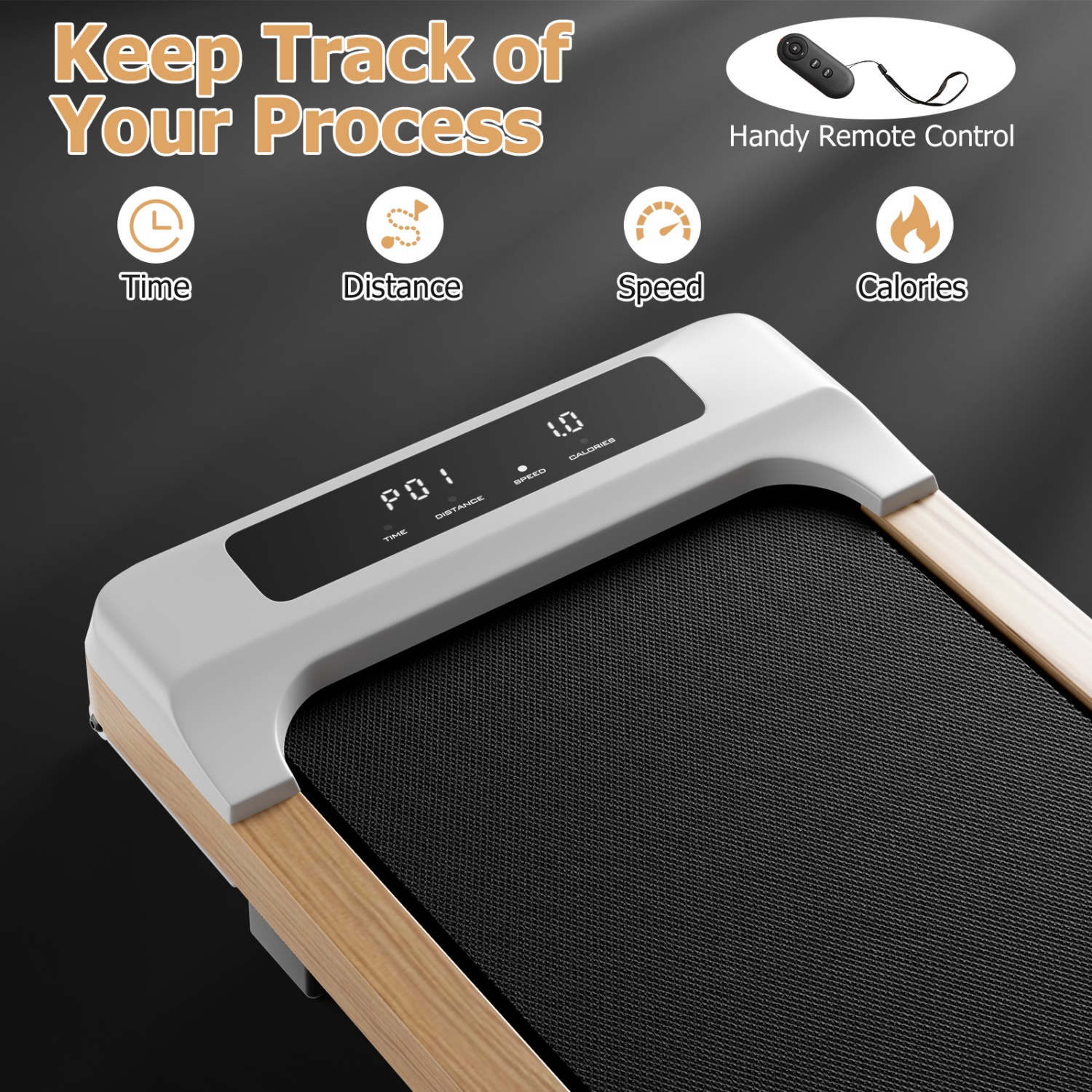 Goplus 2.25HP Compact Walking Pad Under Desk Treadmill with Remote Control for Home/Office LED Display with Quite 7-layer non-slip wide running belt