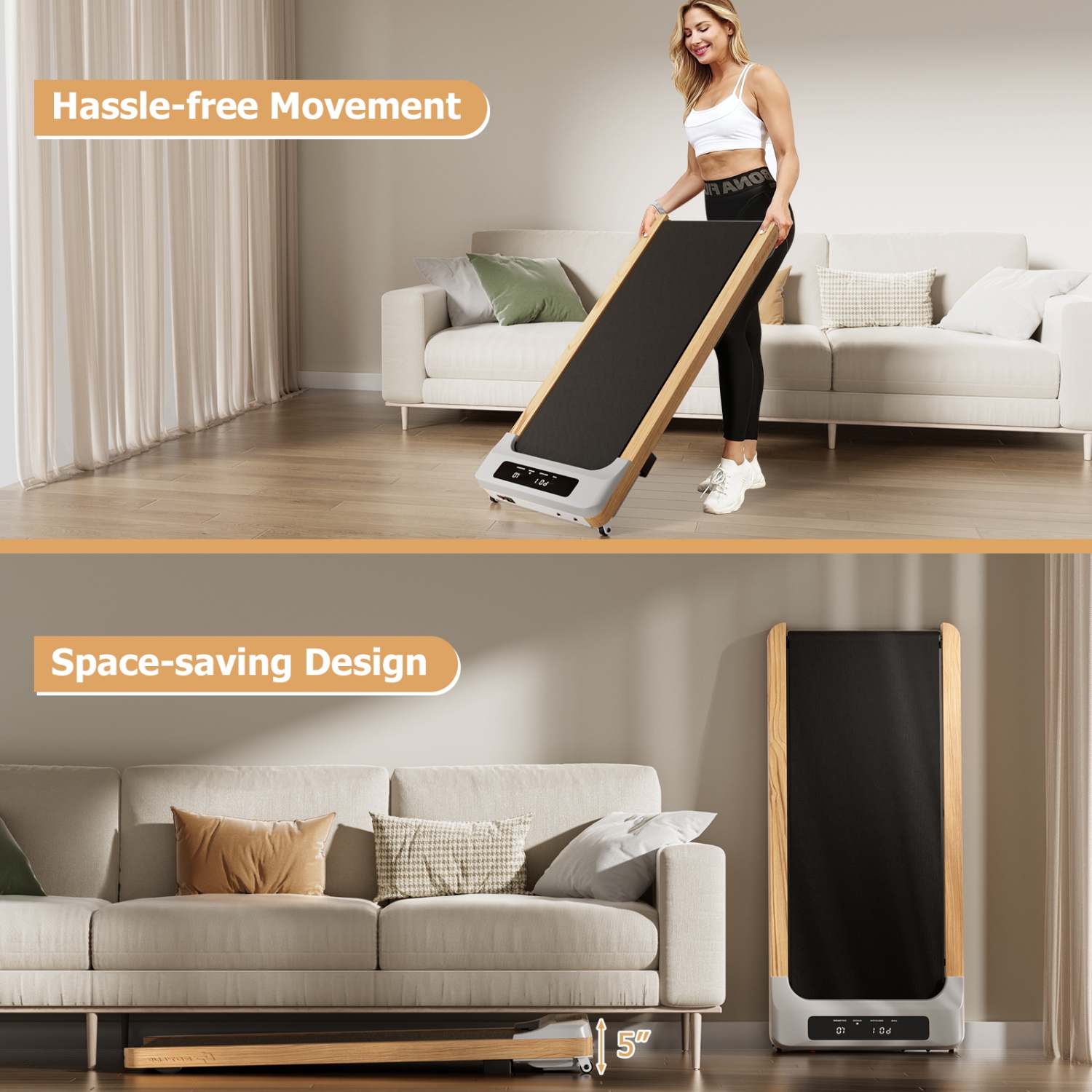 Goplus 2.25HP Compact Walking Pad Under Desk Treadmill with Remote Control for Home/Office LED Display with Quite 7-layer non-slip wide running belt