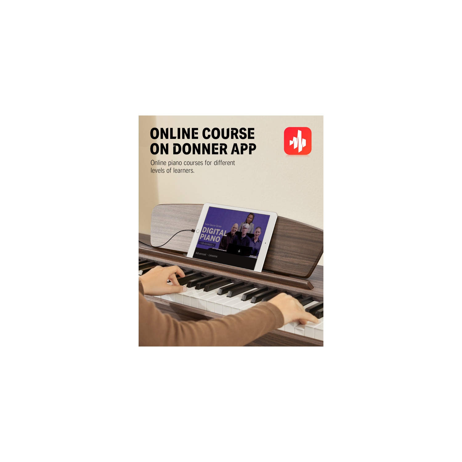 Piano numérique en bois DDP-80 88 Key de Donner, couleur noyer et clavier lesté
