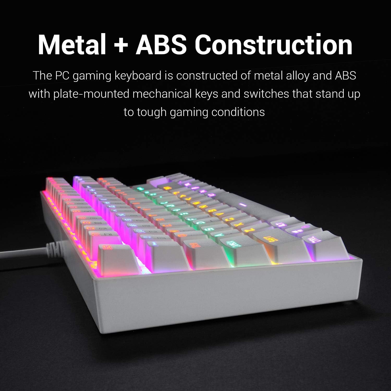 Mechanical Gaming Keyboard 87 Key Rainbow LED Backlit Wired with Anti-Dust Proof Switches for Windows PC