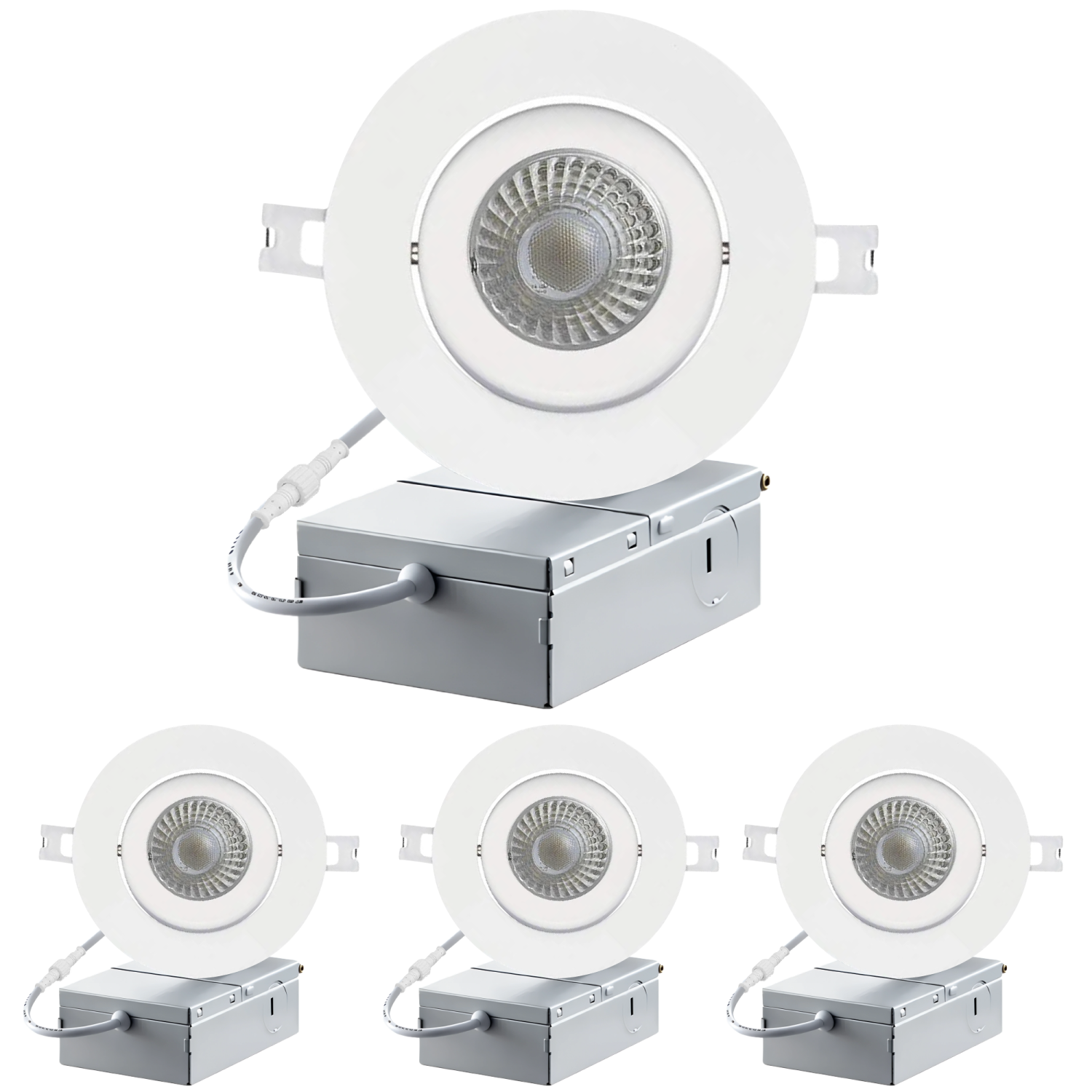 Strak Led White 4-inch Integrated Panel with Gimbal 5000K, 10 watts -700 Lumens, IC Rated (damp rated), Dimmable, LED Recessed Light Kit with