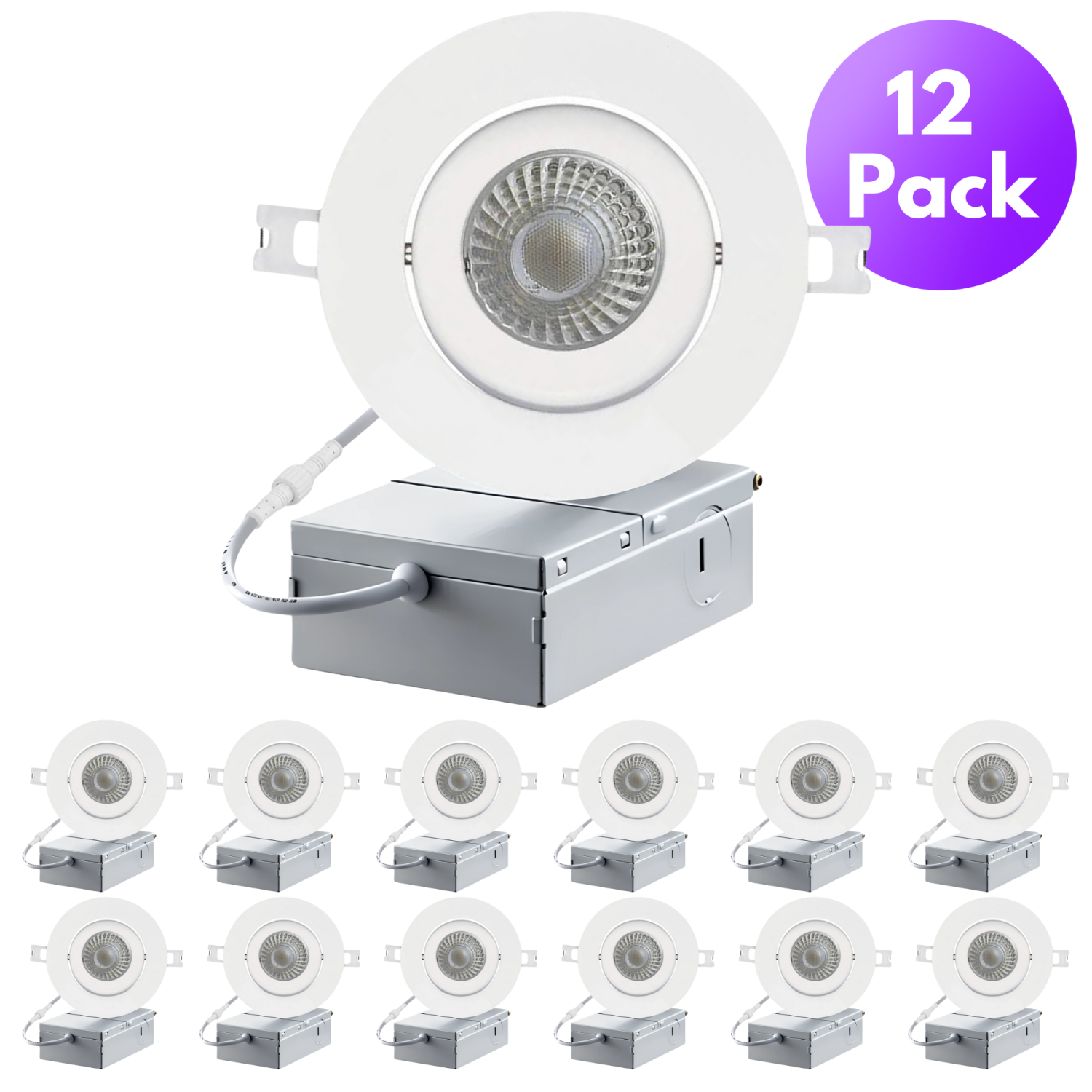 Strak Led White 4-inch Integrated Panel with Gimbal 5000K, 10 watts -700 Lumens, IC Rated (damp rated), Dimmable, LED Recessed Light Kit with