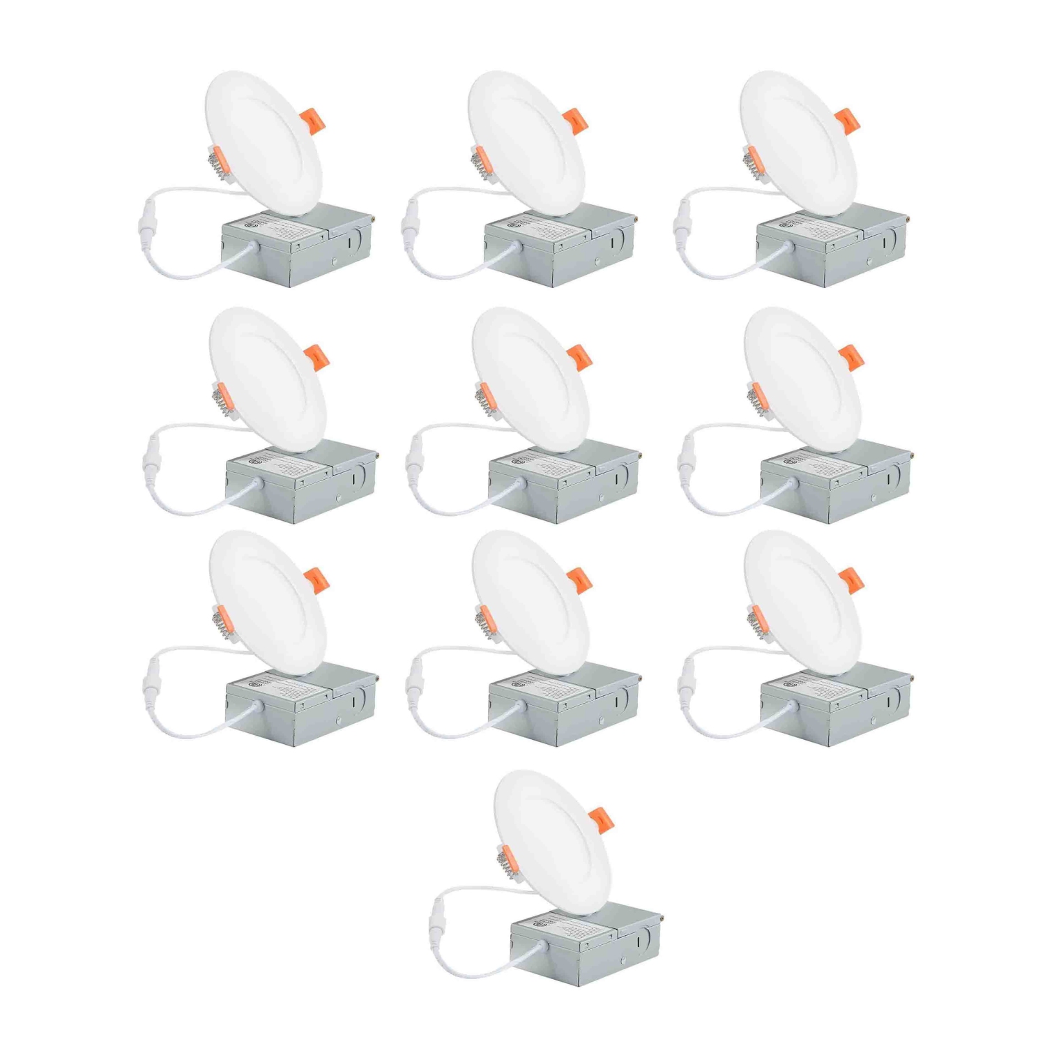 LED 4-inch Slim Panel Recessed Potlight with Junction Box,10 Watts 700 Lumens ,Daylight White 5000k,Dimmable, IC ratedCETL/ETL Can icess(10Pack)