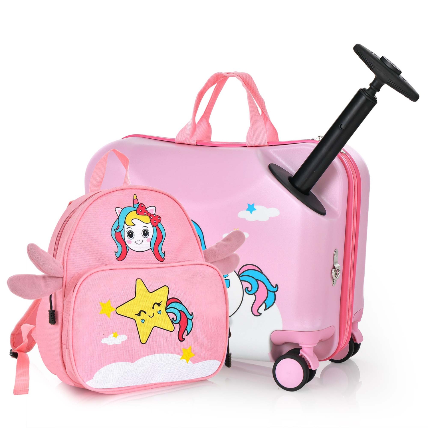 Ensemble de valises porteur 18 po 2PC pour enfants de Costway et corde anti-perte sac à dos 12 po