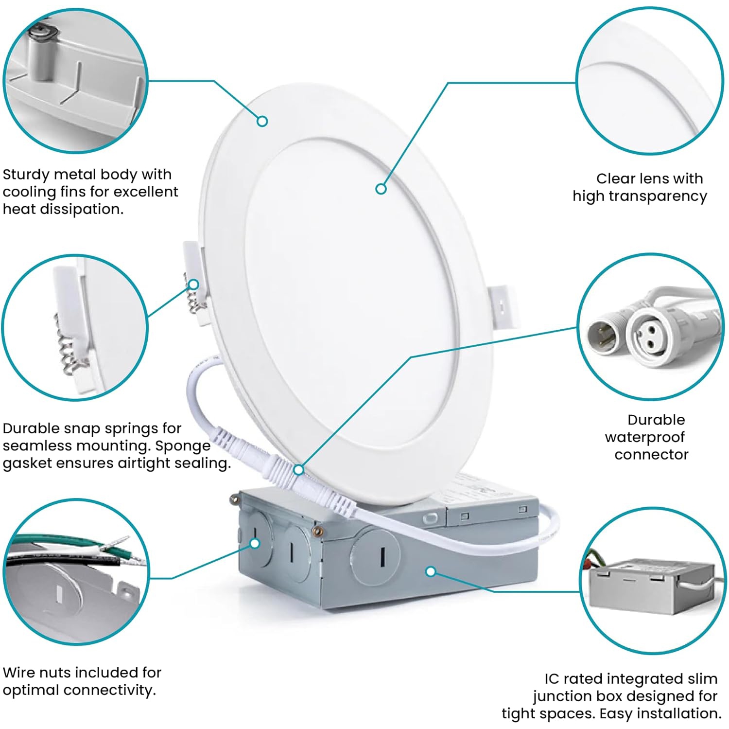 Strak Gimbal White 4-Inch Integrated Panel 7W, 560 Lumens 4000k, Energy Star - (6-Pack)
