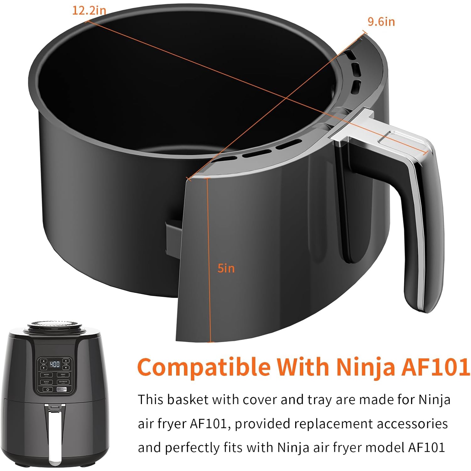 Panier et plateau de rechange pour friteuse à air chaud Ninja AF101, 4&nbsp;Qt