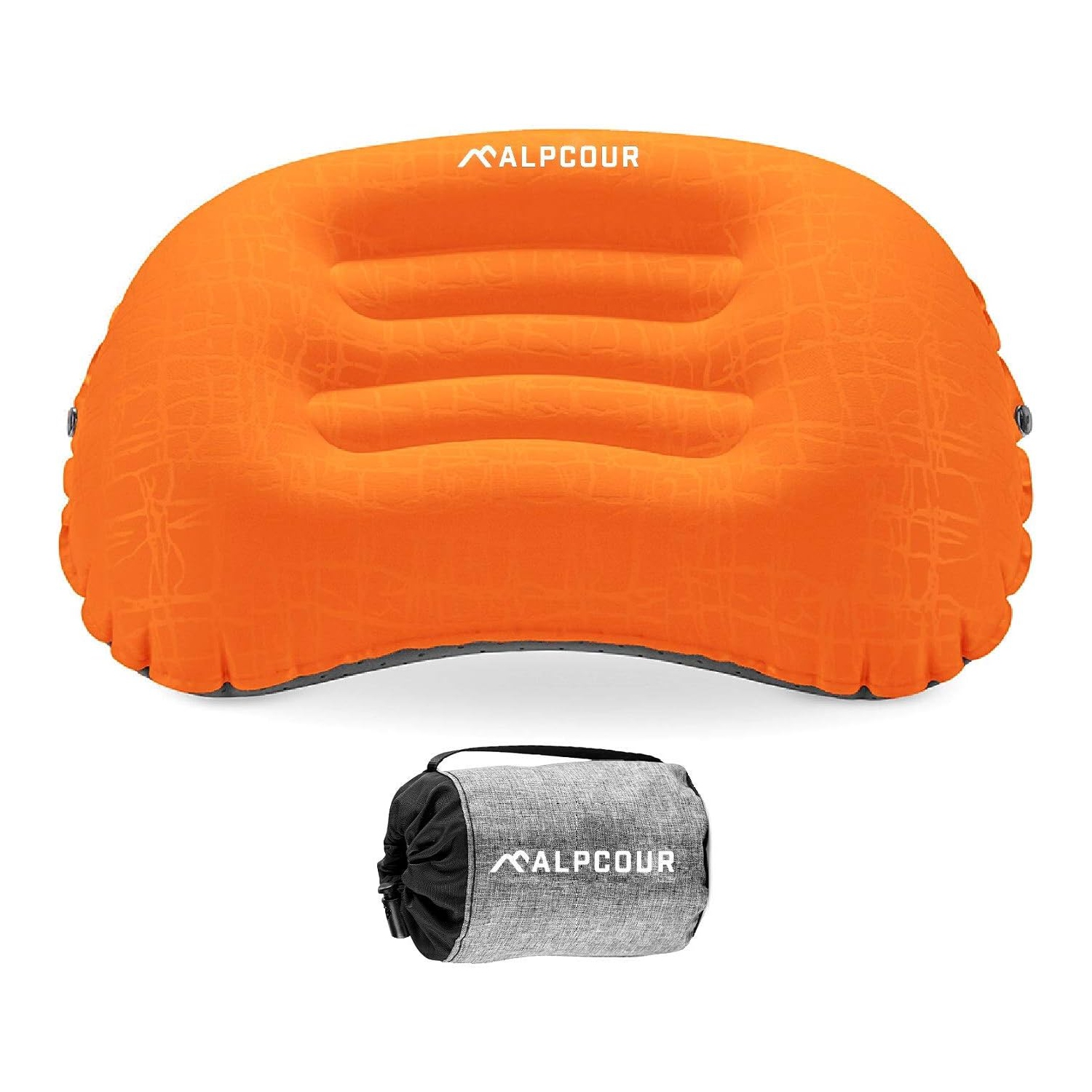 Alpcour Ultralight Inflatable Camping Pillow - Compact, with Carry Case - Tiger Orange