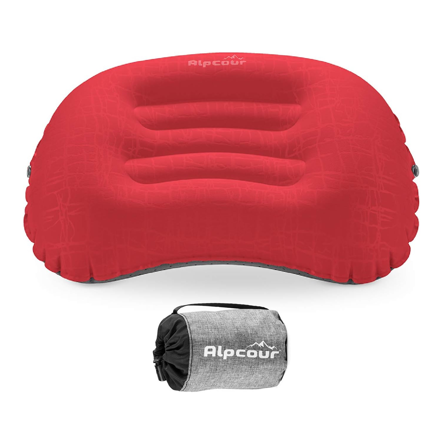 Alpcour Ultralight Inflatable Camping Pillow - Compact, with Carry Case - Coral Red