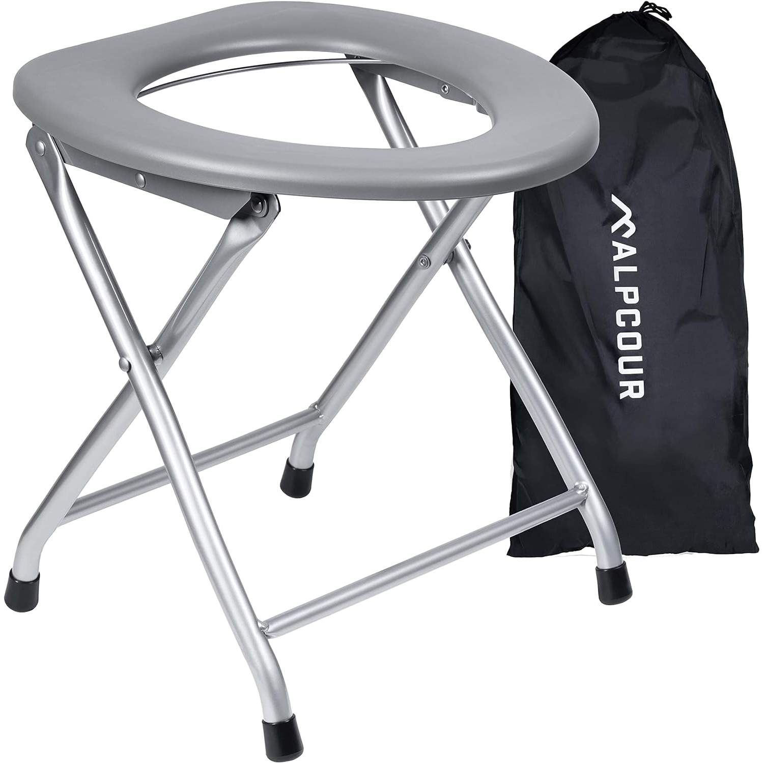Alpcour Portable Toilet Seat - Compact, Bag Hooks, Travel Bag, Steel Frame