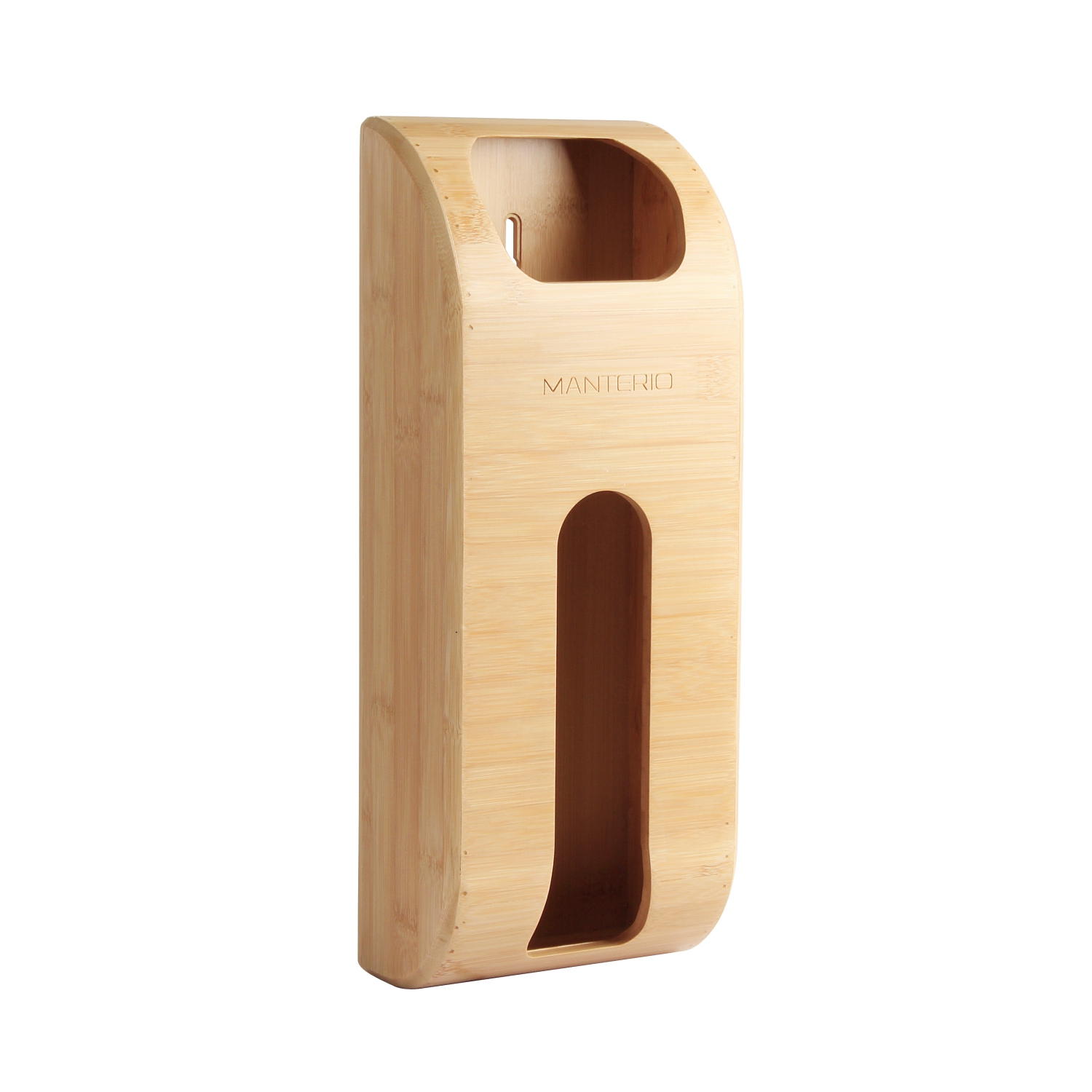 Manterio Bamboo Wall-Mounted Bag Saver - Plastic Bag Organizer