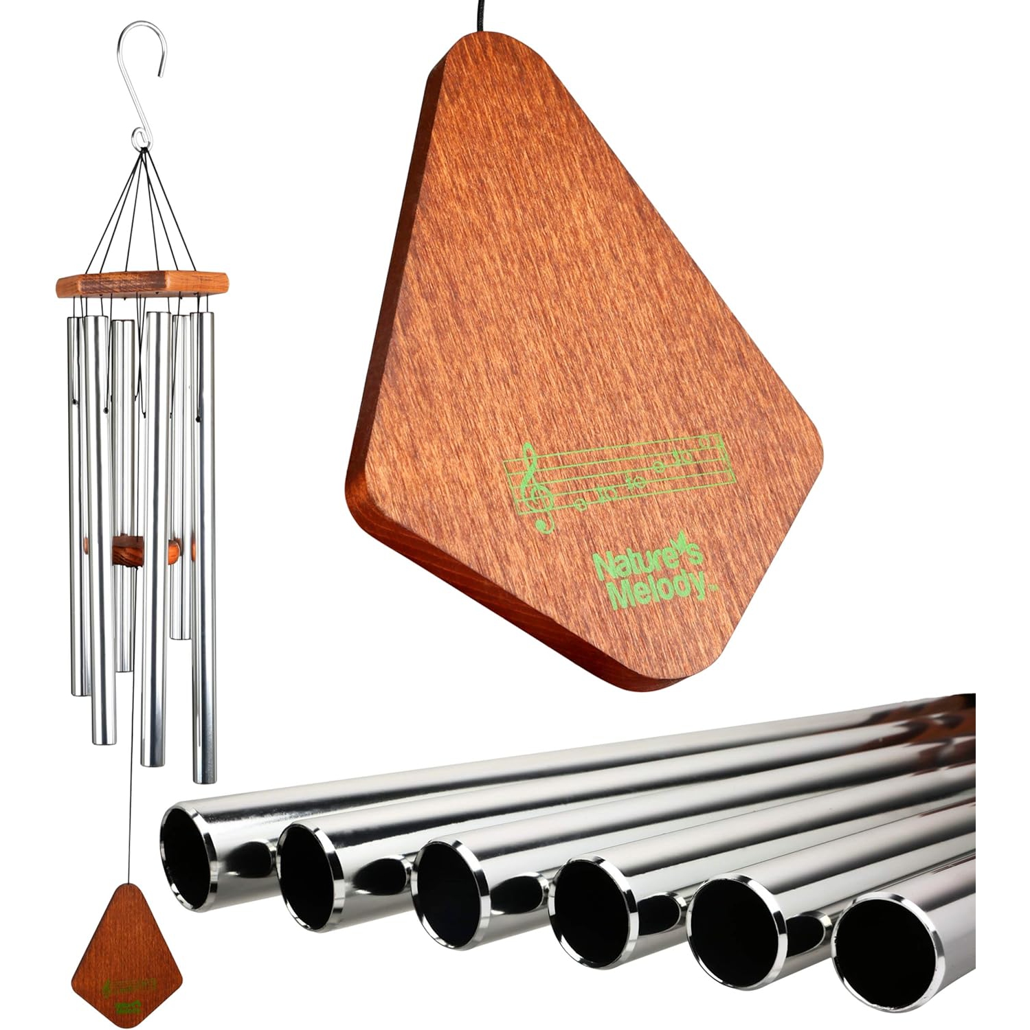 Nature's Melody Premiere grande Wind Chimes - 6 tubes, E Pentatonic, extérieur - 24 po - Bronze