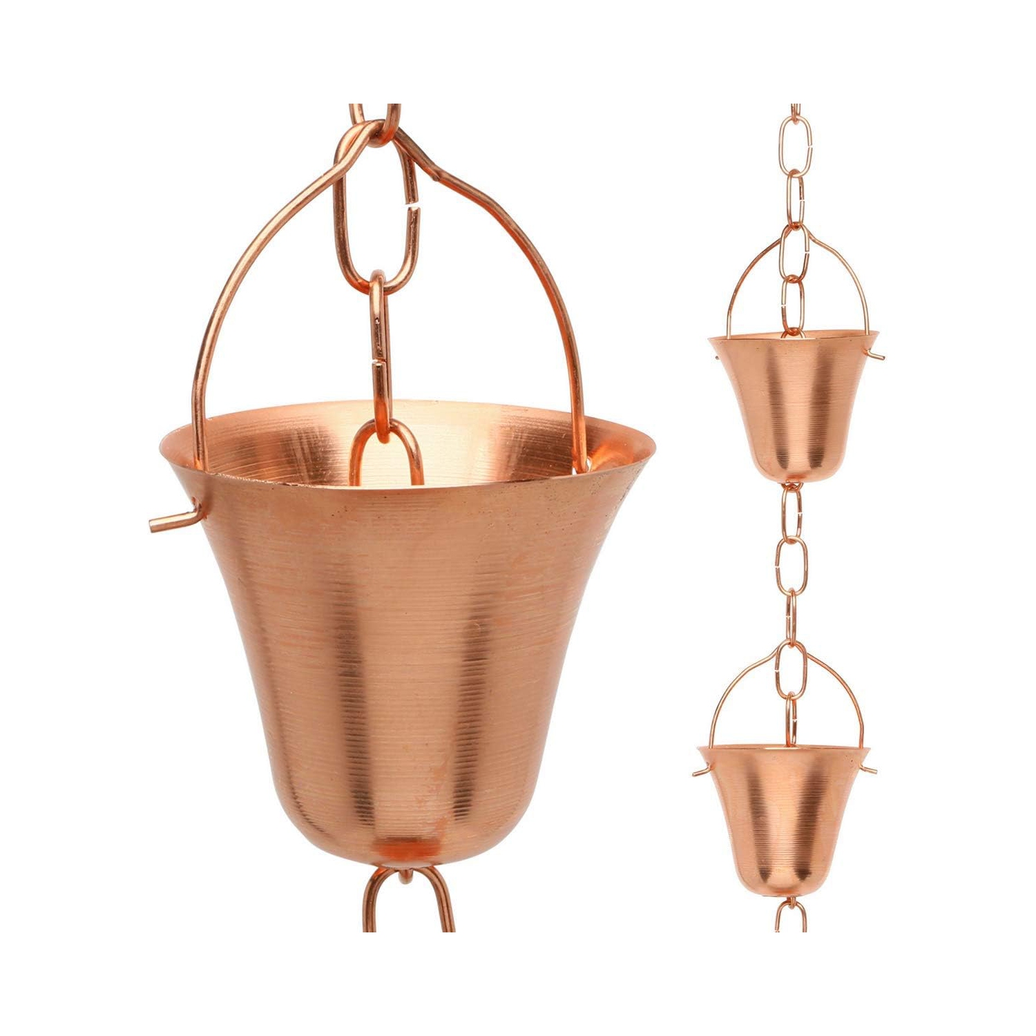 Marrgon Copper Rain Chain - Bell Style Cups for Gutter Downspout Replacement