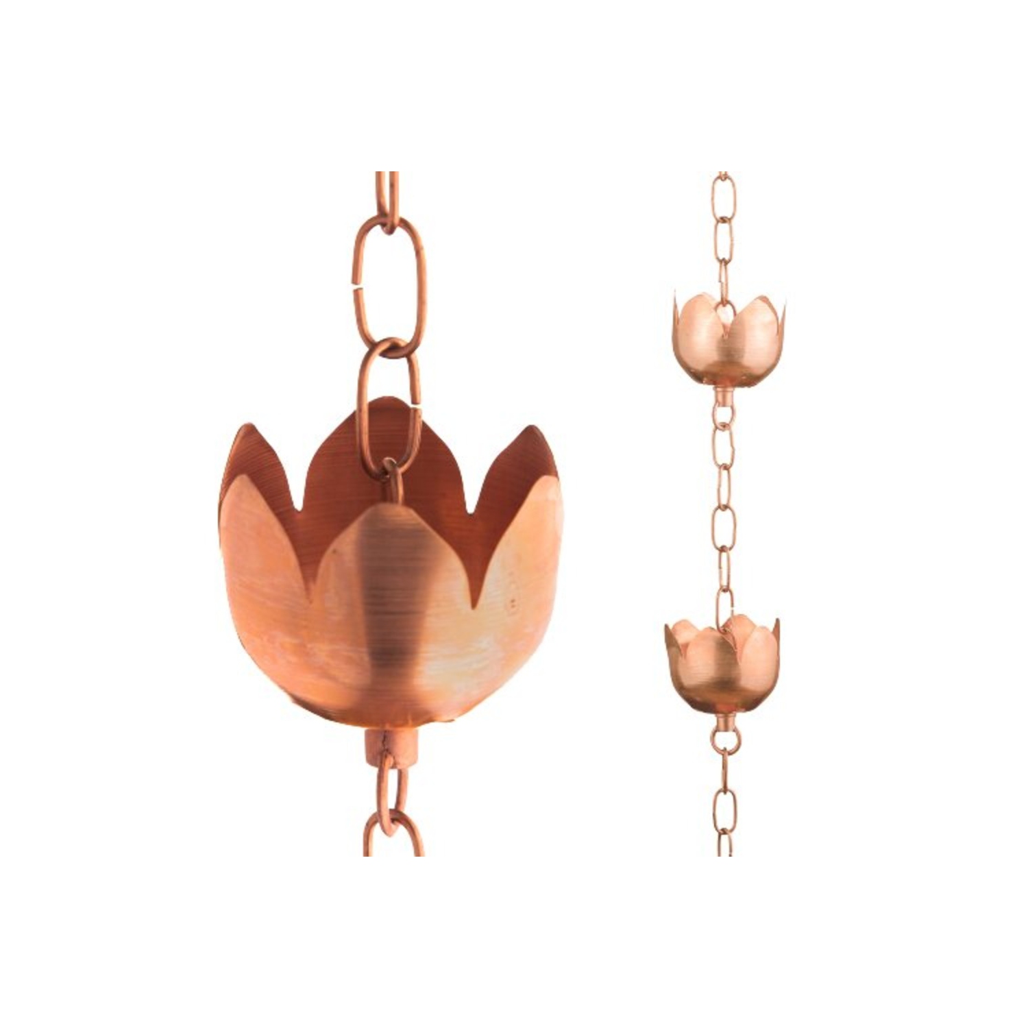 Marrgon Copper Rain Chain - Tulip Style Cups for Gutter Downspout Replacement