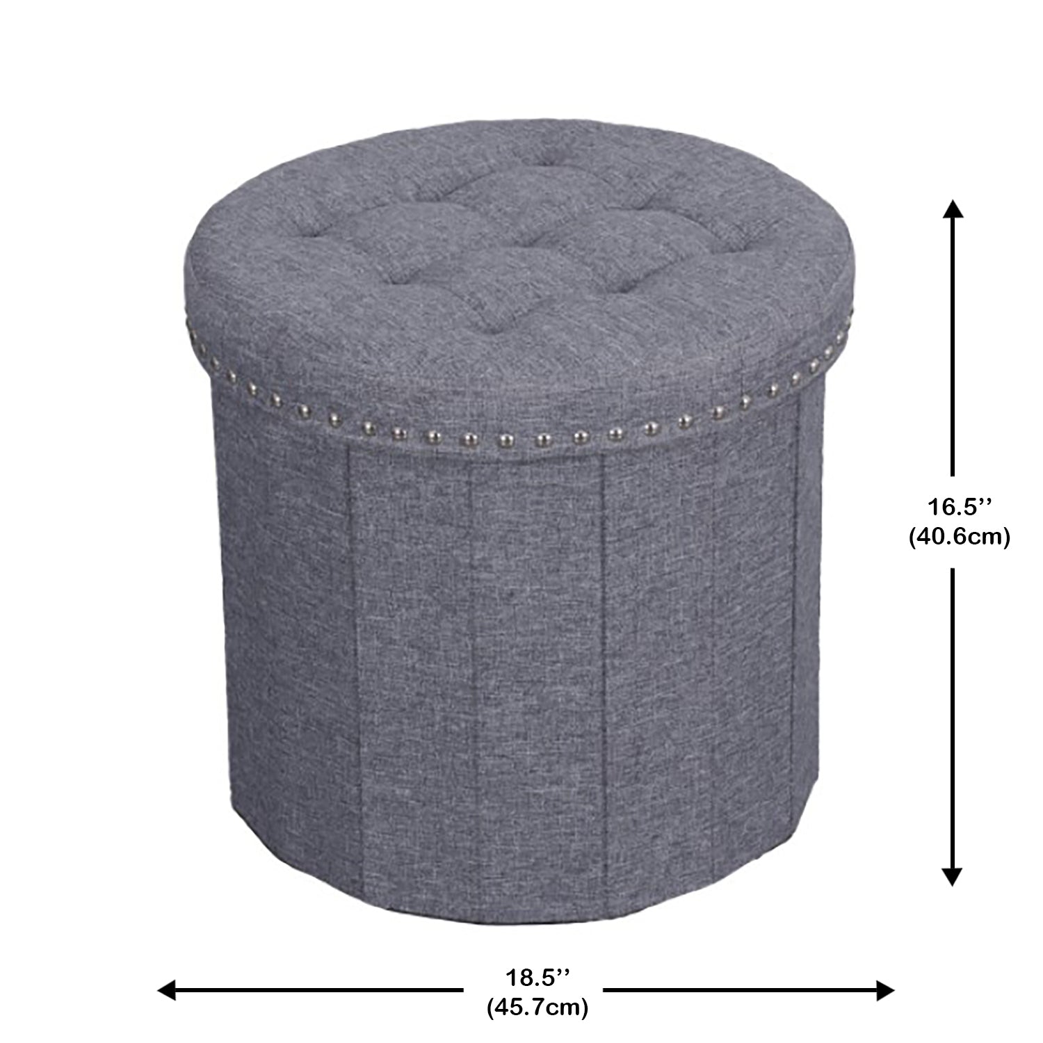 ITY International – Pouf/repose-pieds rond avec rangement, 18,5 po de diamètre, gris