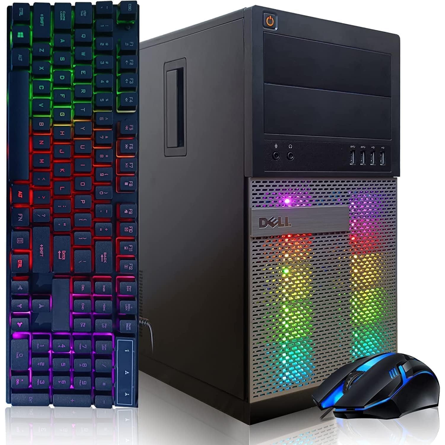Refurbished (Excellent) DELL RGB Gaming Desktop Computer, Intel Quad Core I7 up to 3.8GHz, Radeon RX 550 4G, 16GB Memory, 1T SSD, Keyboard & Mouse, 600M WiFi Bluetooth, Win 10 Pro