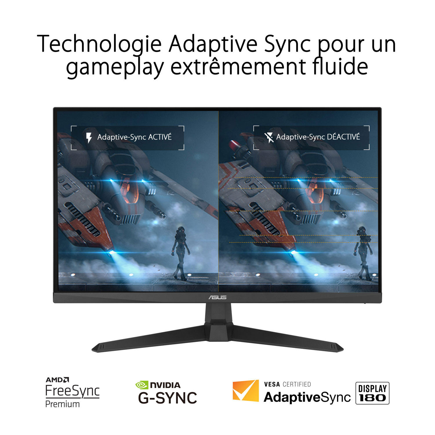 Moniteur de jeu G-Sync FreeSync DEL IPS HD intégrale 180 Hz de 27 po TUF d'ASUS avec temps de réponse de 1 ms gris à gris