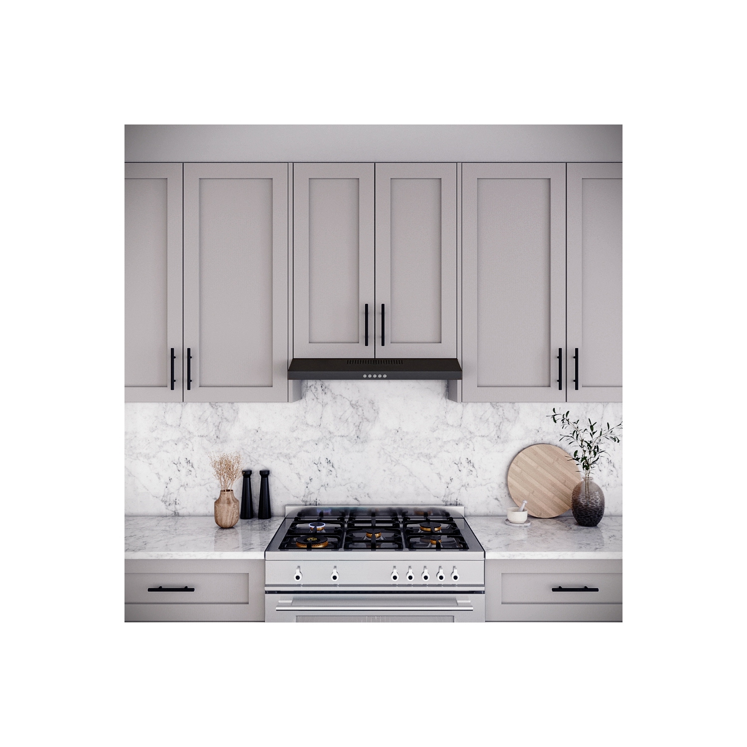 Épurer 30 po Domenico 80 – hotte de cuisinière à montage sous conduit, noir grain, avec filtres à mailles, bouton-poussoir de commande, éclairage DEL