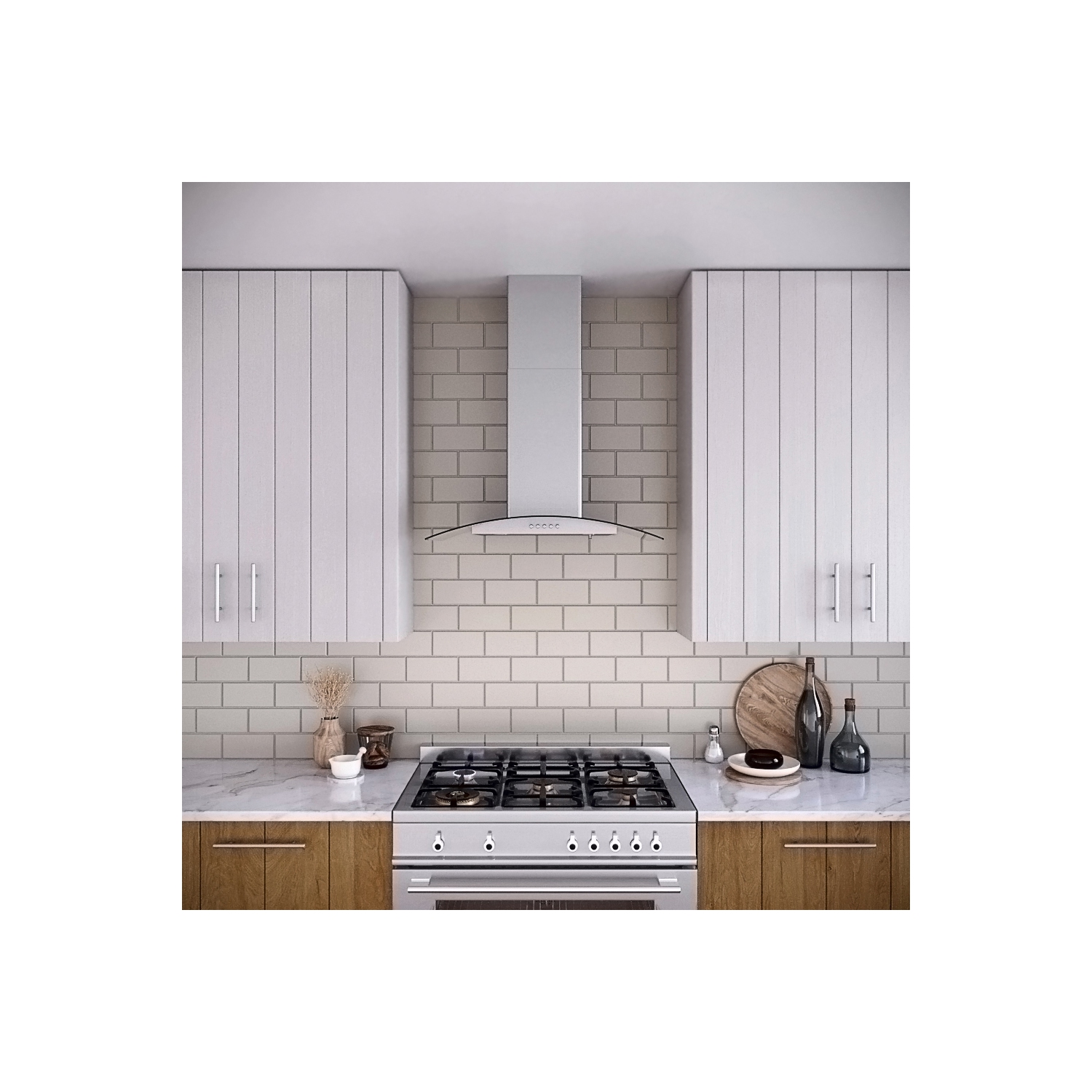 Épurer 30 po Rubiani – hotte murale convertible de 220 pi3/min en acier inoxydable brossé avec filtres déflecteurs, bouton-poussoir de commande,