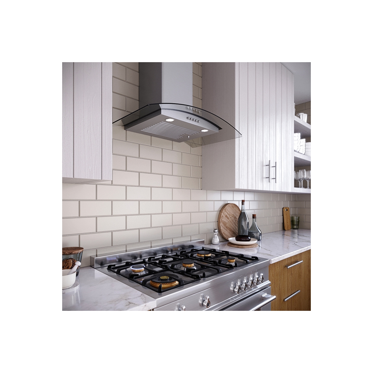 Épurer 30 po Rubiani – hotte murale convertible de 220 pi3/min en acier inoxydable brossé avec filtres déflecteurs, bouton-poussoir de commande,