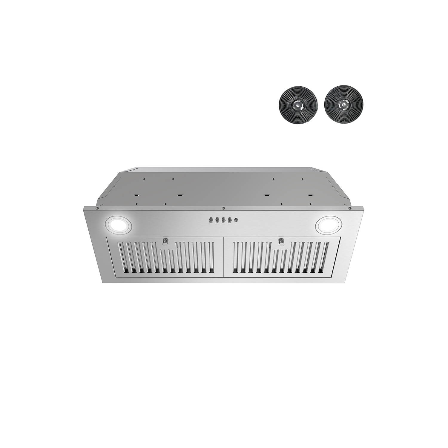 Streamline 28 in. Sacchi Ductless Insert 350 CFM Range Hood in Brushed Stainless Steel with Baffle Filters, Push Button Control, LED Lights