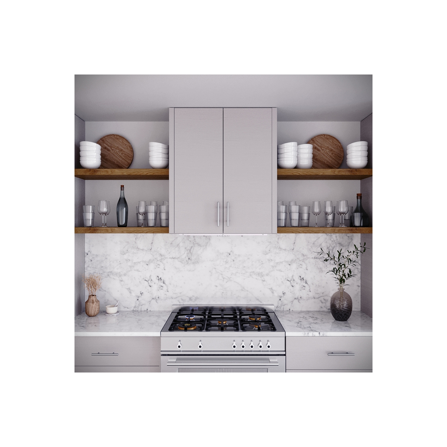 Streamline 28 in. Sacchi Ductless Insert 350 CFM Range Hood in Brushed Stainless Steel with Baffle Filters, Push Button Control, LED Lights