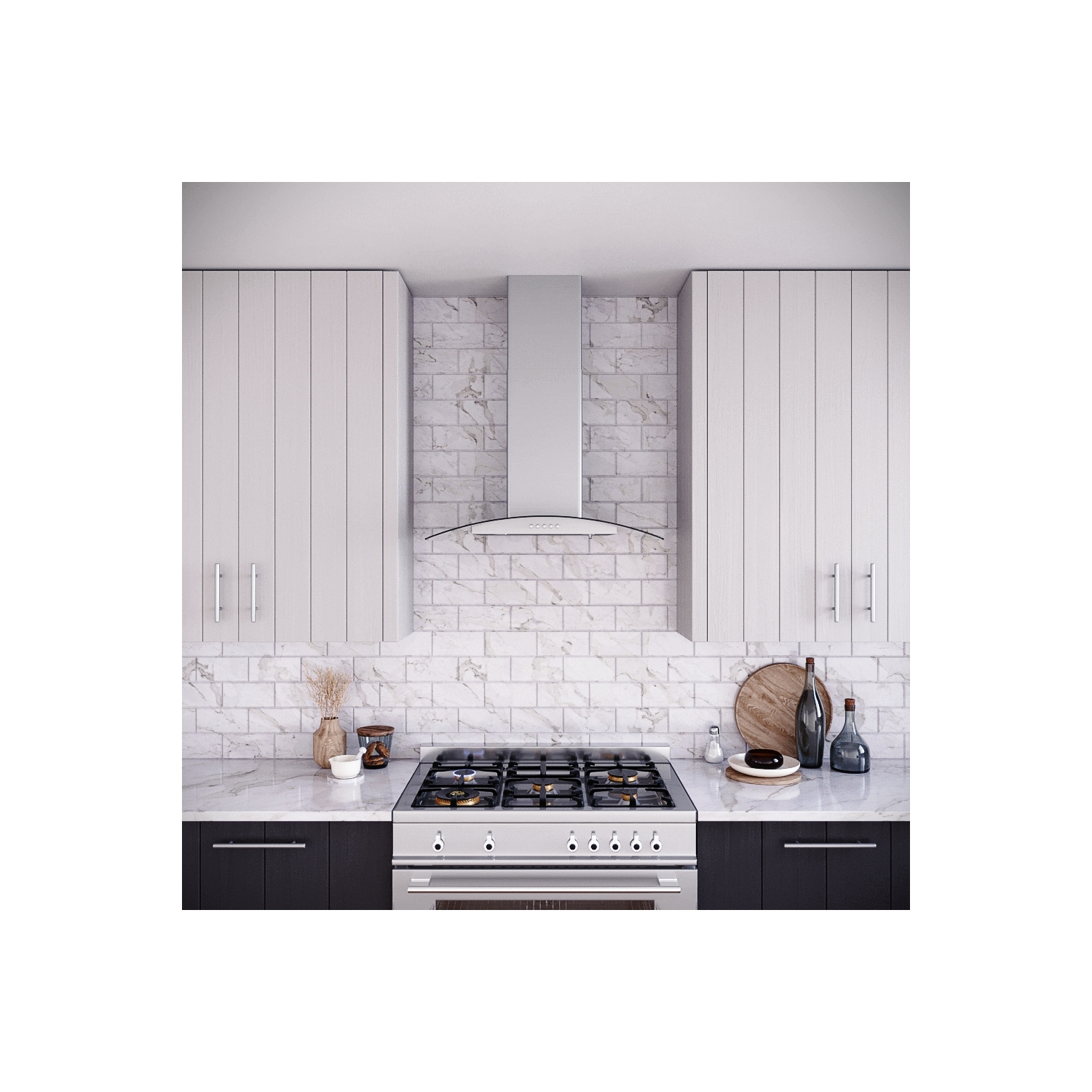 Épurer 30 po Girardi – hotte murale à conduits de 220 pi3/min en acier inoxydable brossé avec filtres déflecteurs, bouton-poussoir de commande,