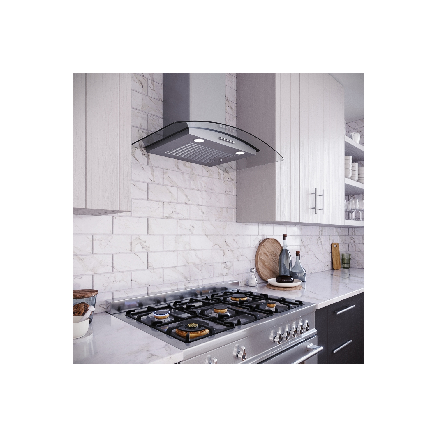 Épurer 30 po Girardi – hotte murale à conduits de 220 pi3/min en acier inoxydable brossé avec filtres déflecteurs, bouton-poussoir de commande,