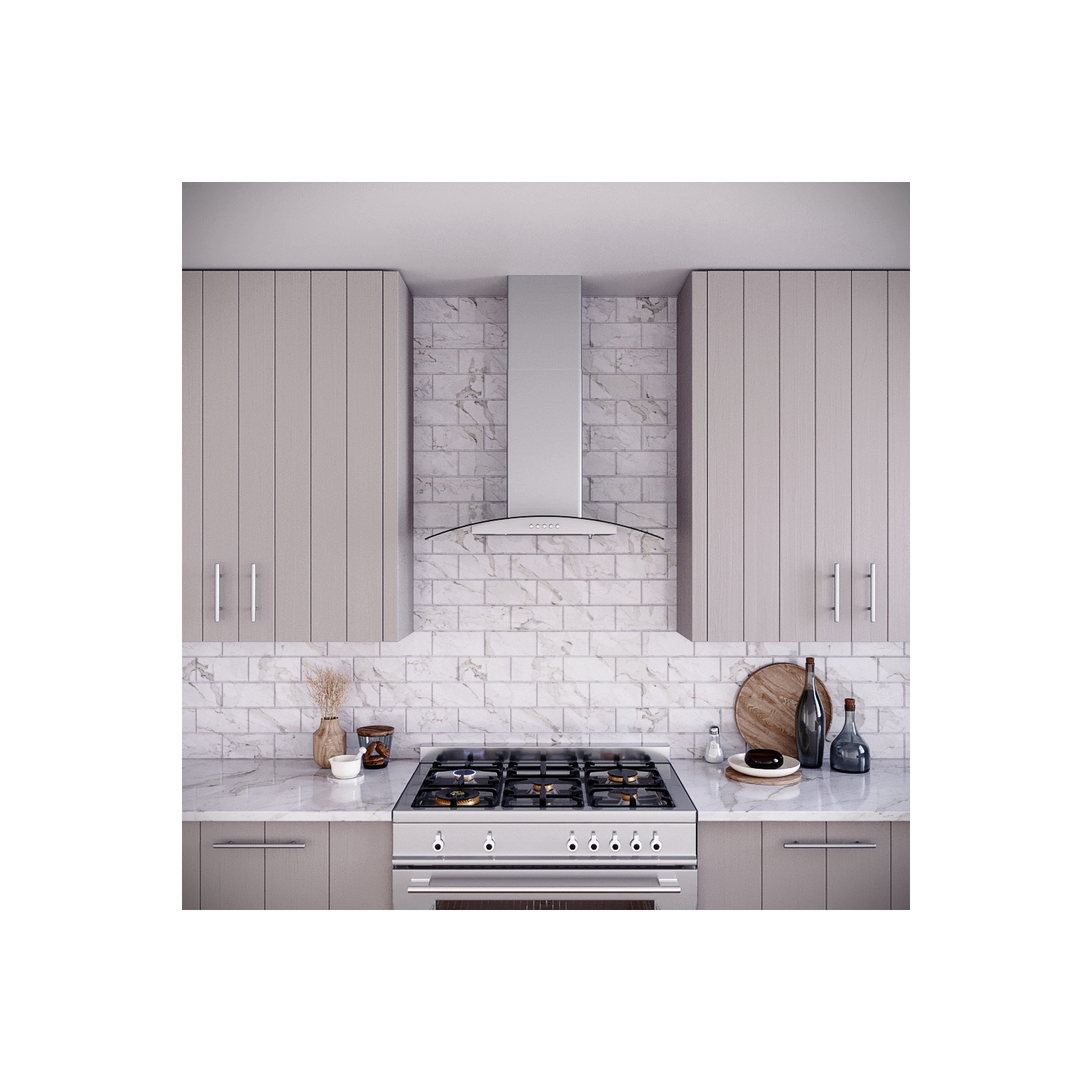 Épurer 30 po Hotte murale sans conduit Rosmini, 220 pi3/min, acier inoxydable brossé, filtres déflecteurs, bouton-poussoir de commande, éclairage DEL