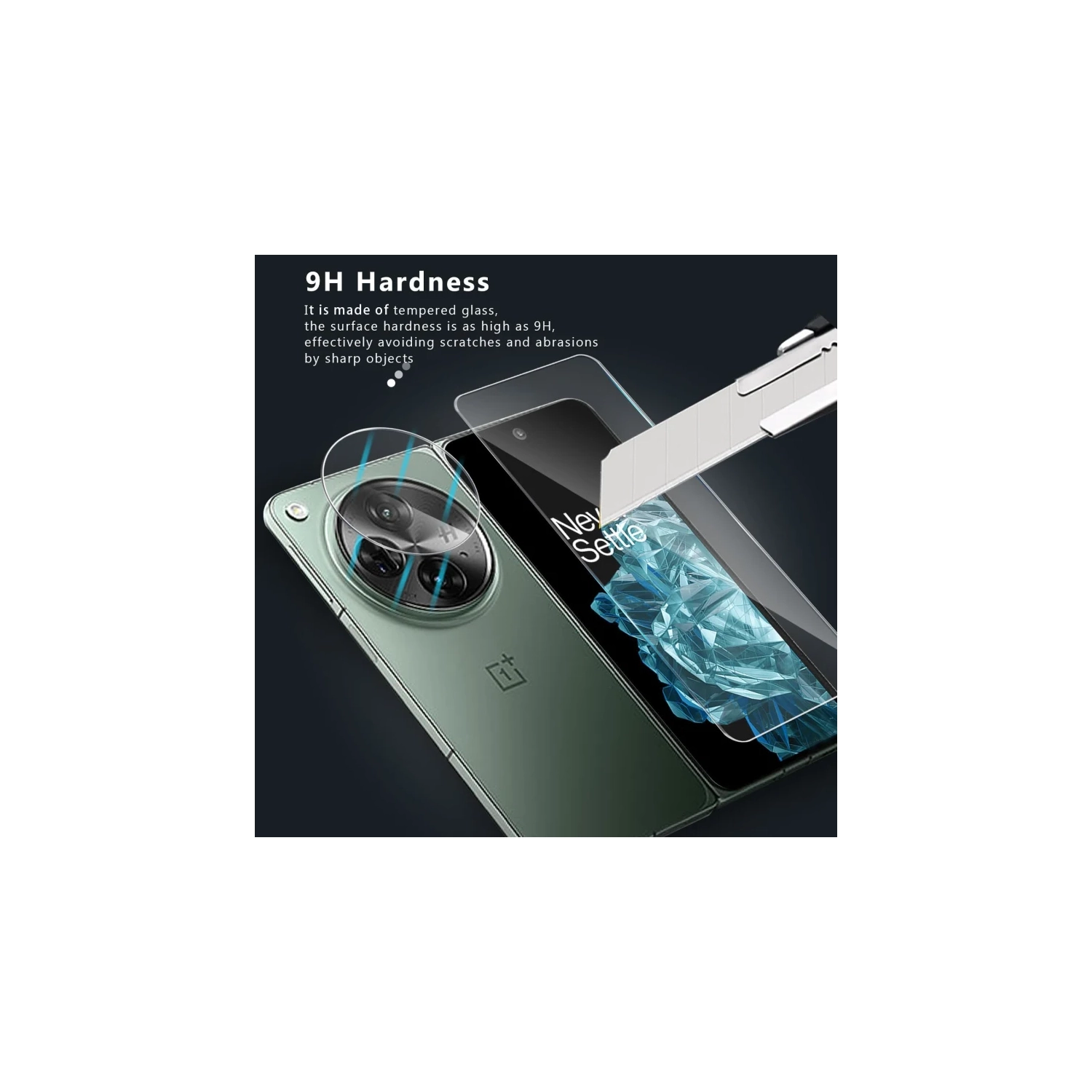 Protecteur d'écran en verre trempé OnePlus Open avec protecteur d'objectif d'appareil photo - dureté 9H, antirayure, anti-empreintes