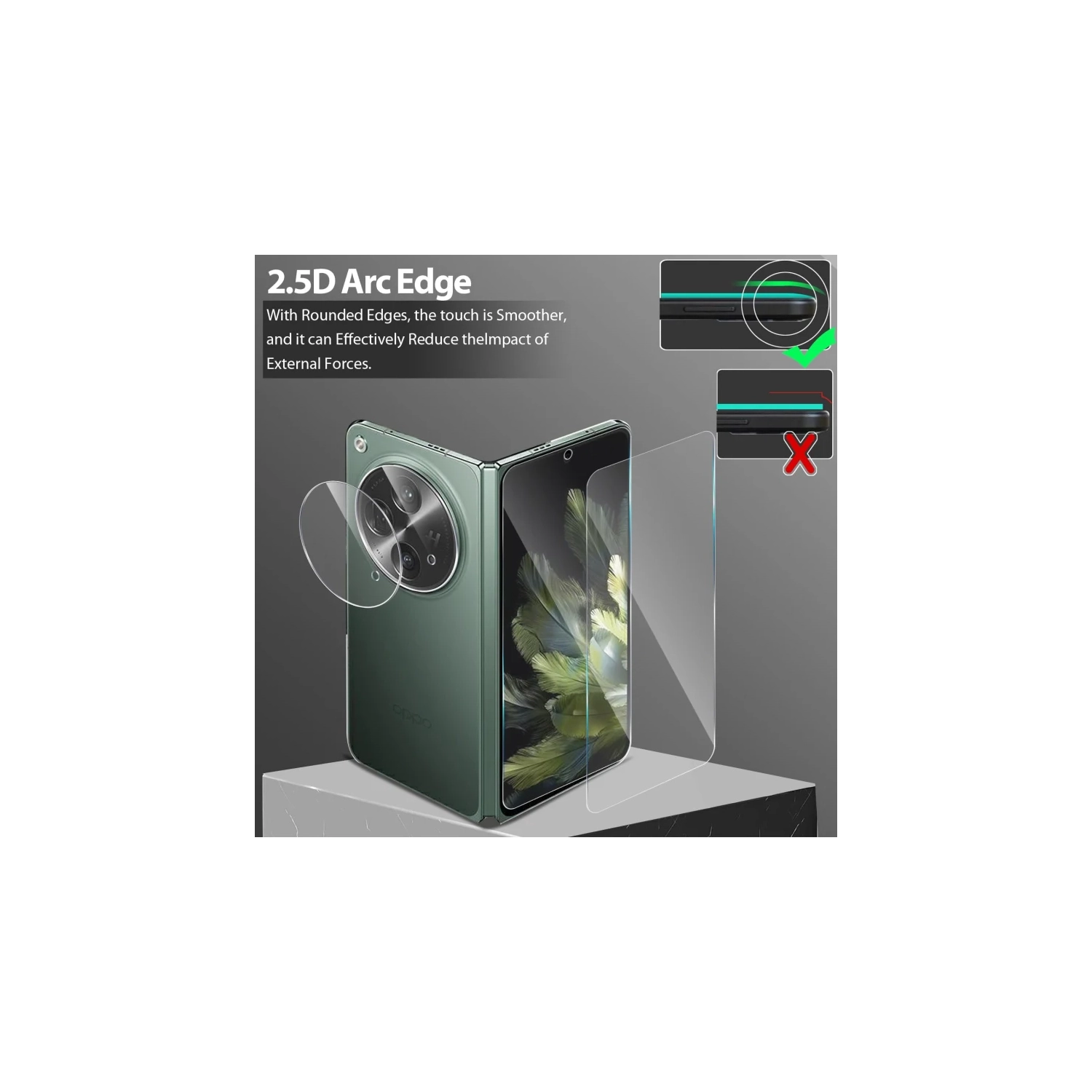 Protecteur d'écran en verre trempé OnePlus Open avec protecteur d'objectif d'appareil photo - dureté 9H, antirayure, anti-empreintes